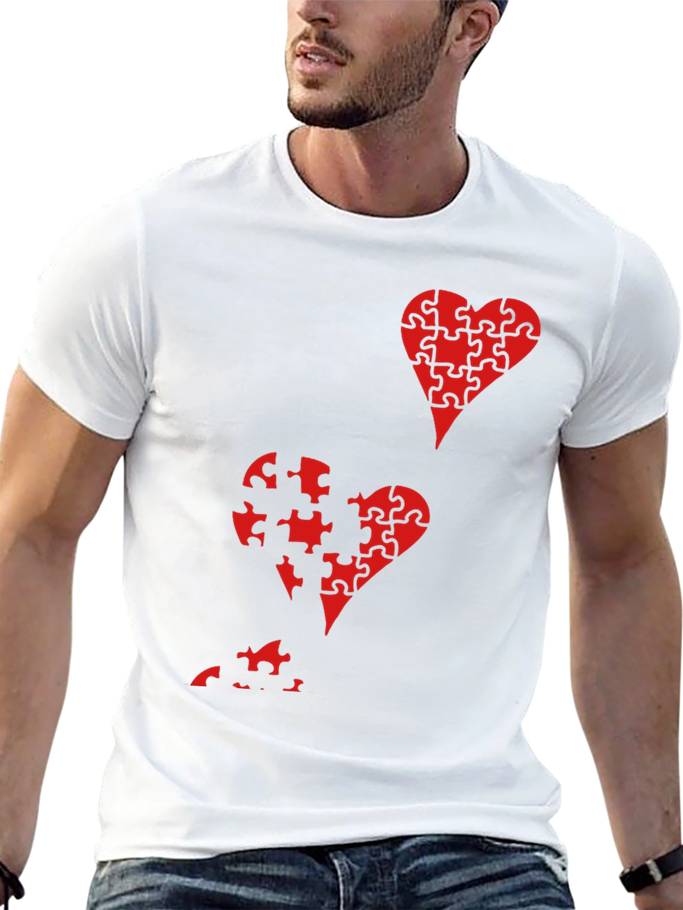 Puzzle Piece Heart Graphic Tee - Black