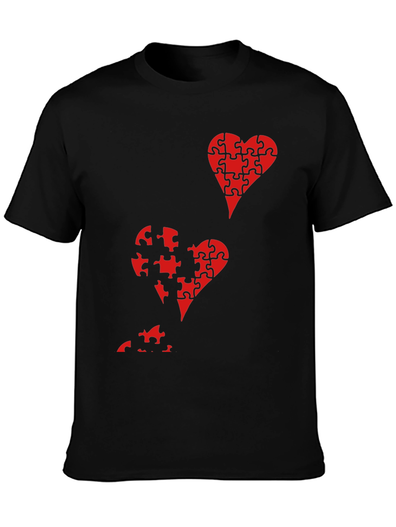 Puzzle Piece Heart Graphic Tee - Black