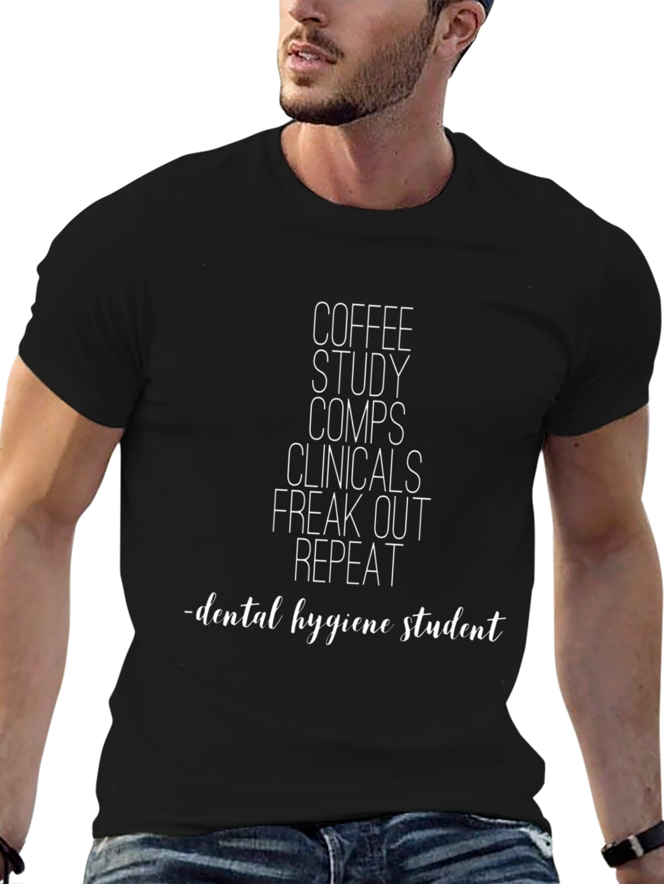 Dental Hygiene Student T-Shirt Coffee Study Repeat