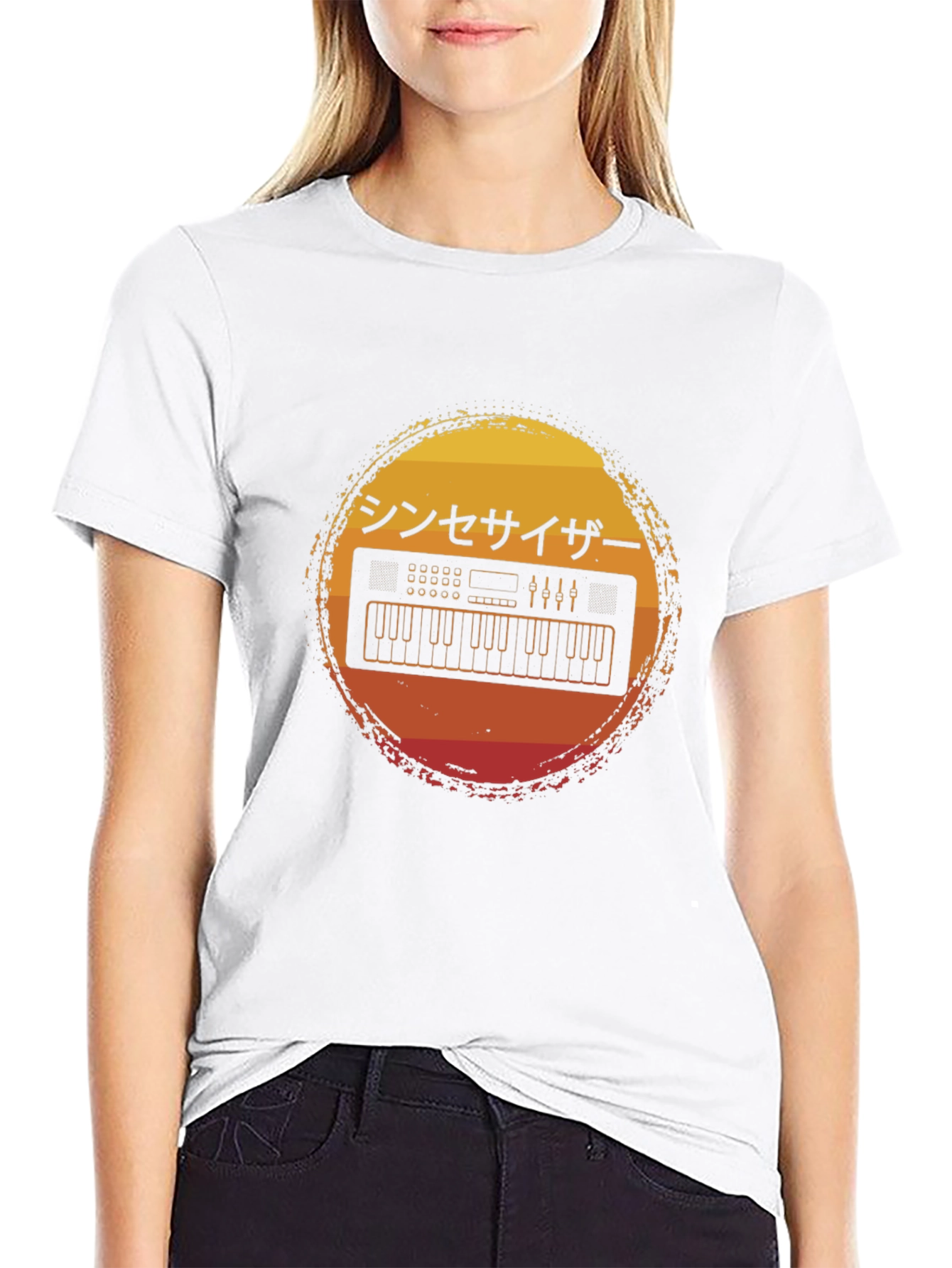 Retro Synthwave Keyboard T-Shirt - Japanese Aesthetic