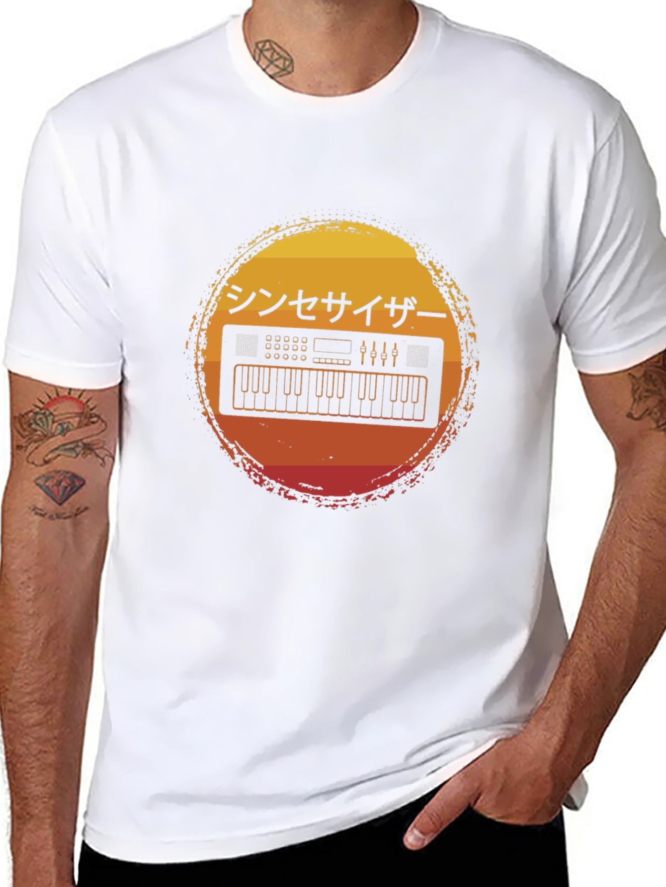 Retro Synthwave Keyboard T-Shirt - Japanese Aesthetic