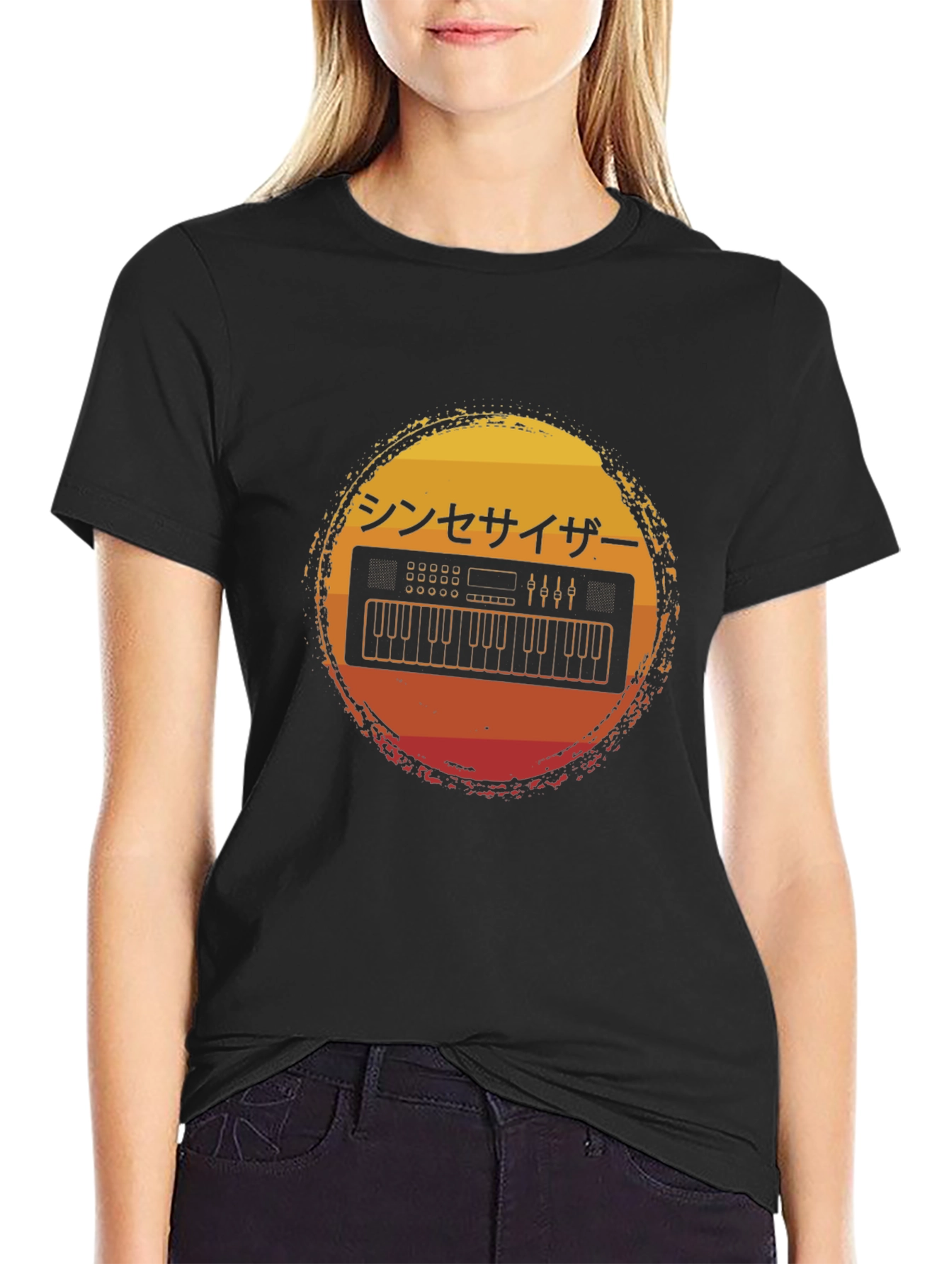 Retro Synthwave Keyboard T-Shirt - Japanese Aesthetic
