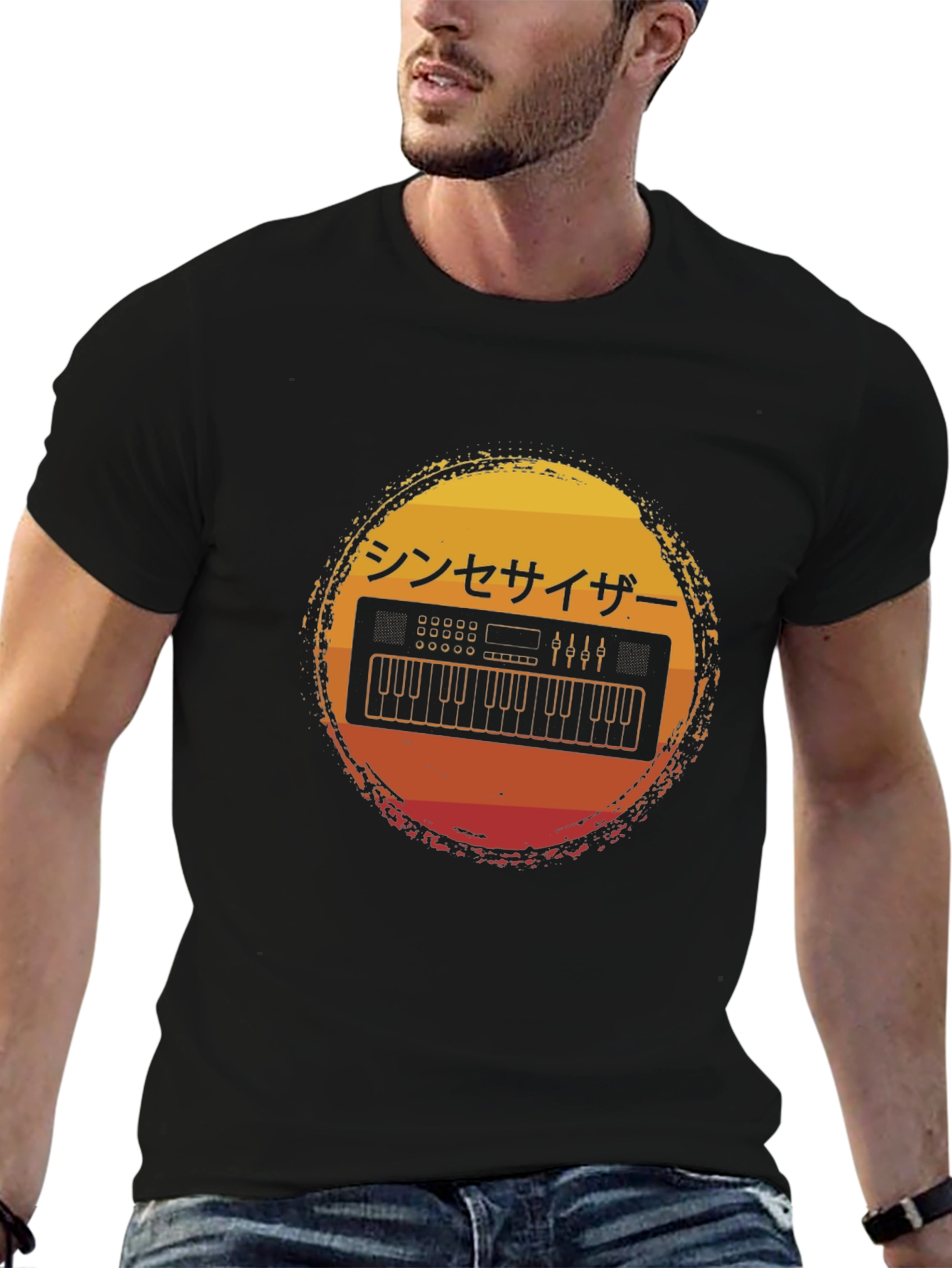 Retro Synthwave Keyboard T-Shirt - Japanese Aesthetic
