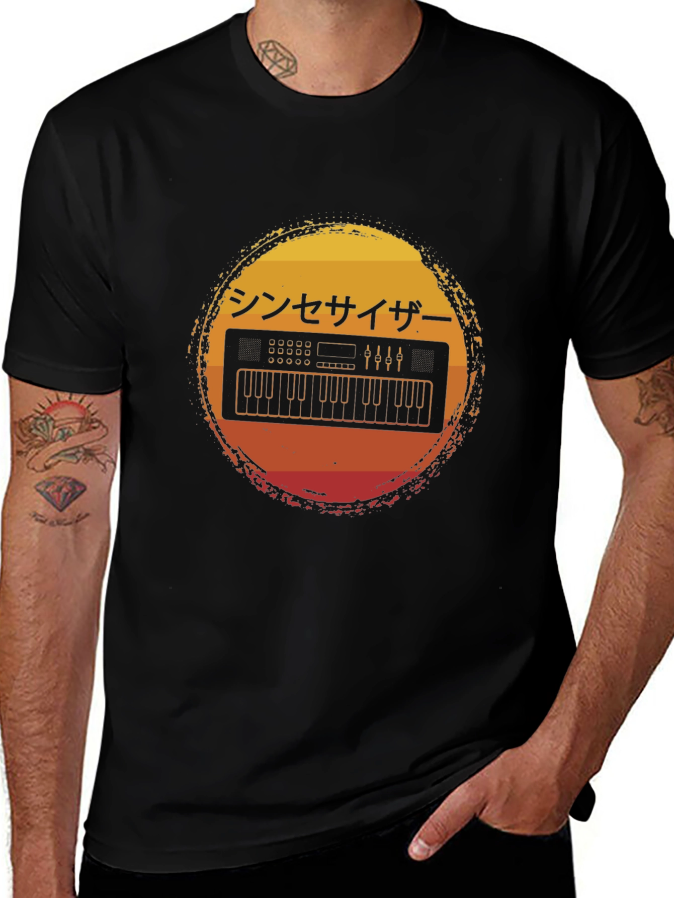 Retro Synthwave Keyboard T-Shirt - Japanese Aesthetic