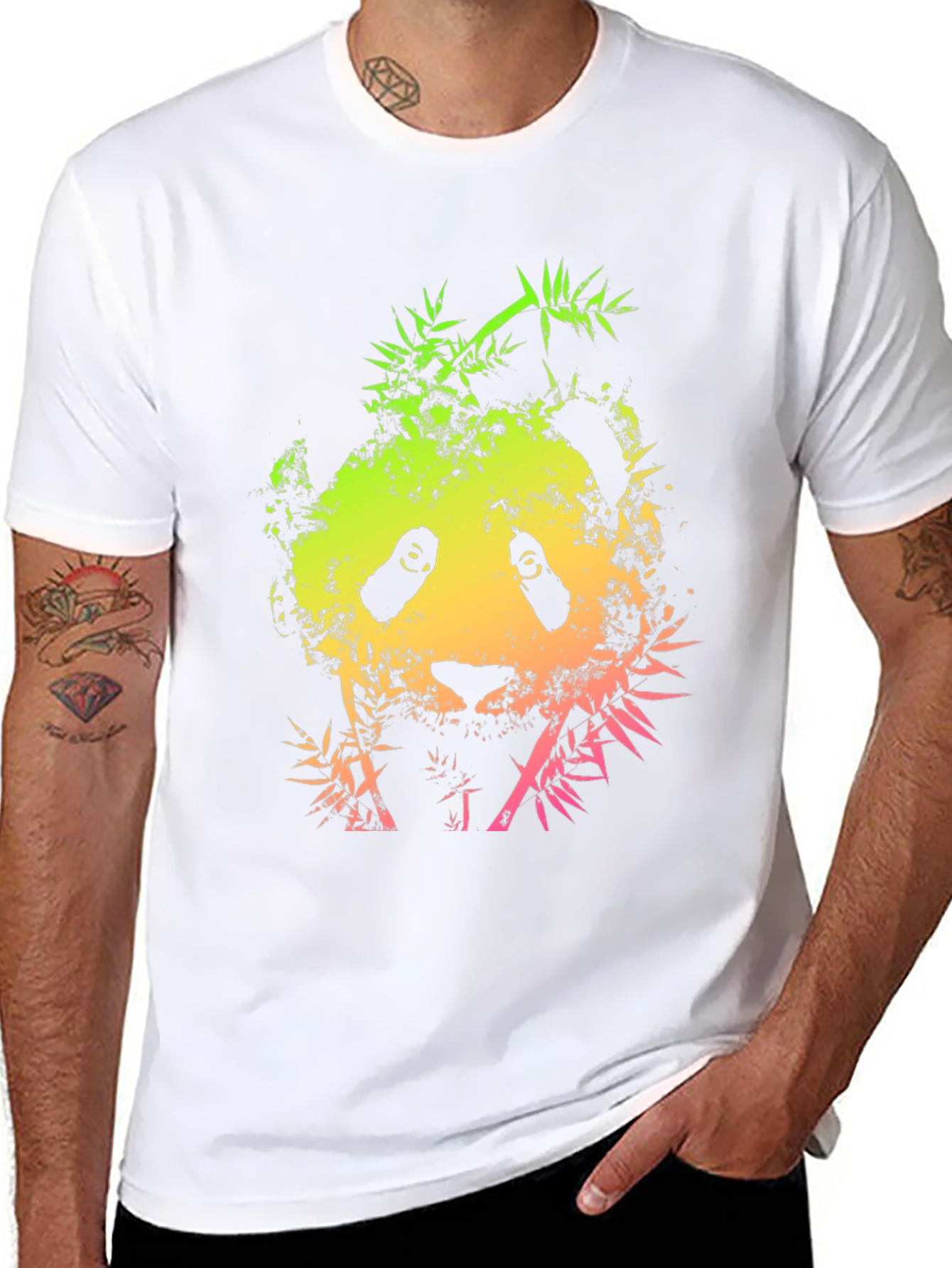 Cool Panda Bamboo Graphic Black T-Shirt