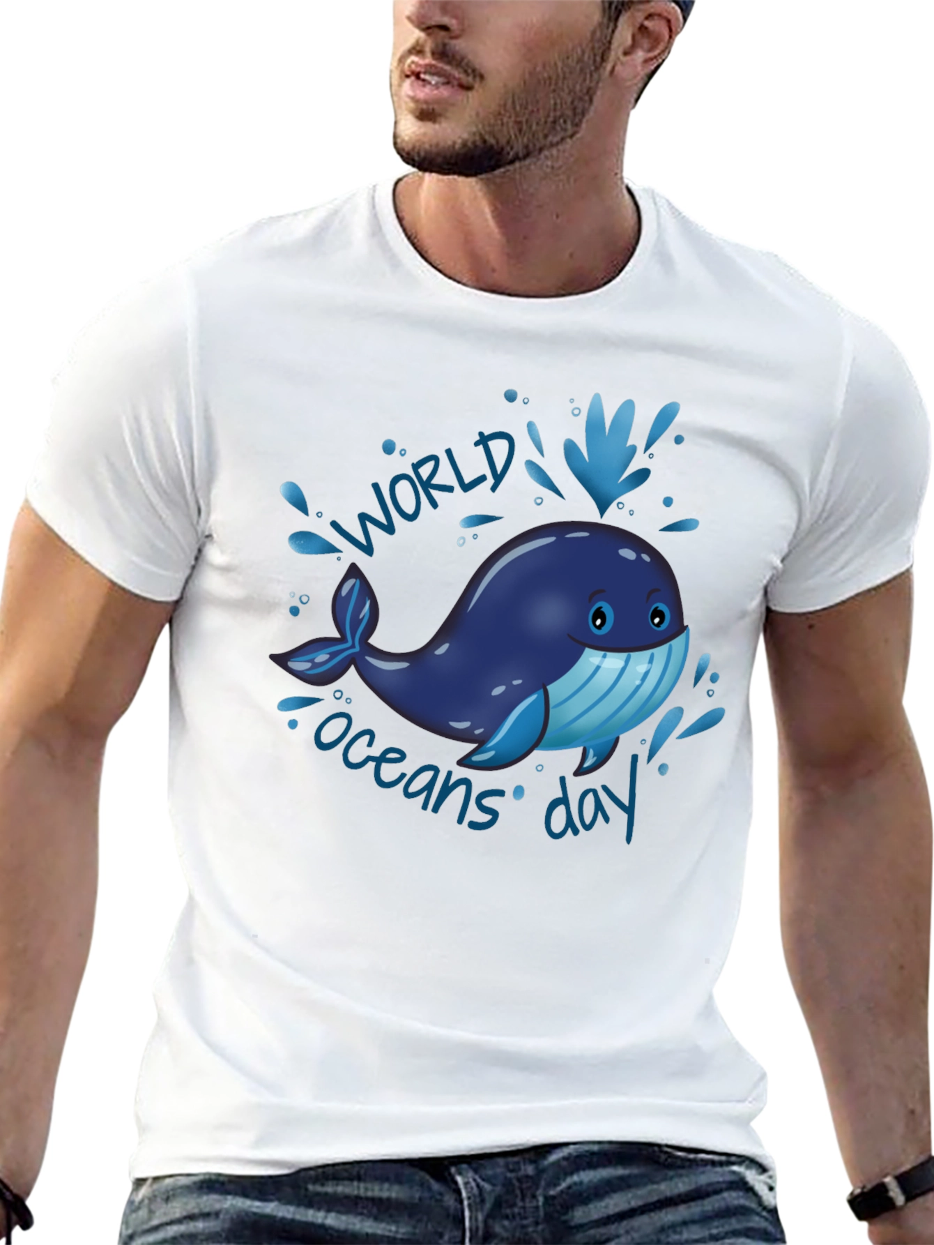 World Oceans Day Cartoon Whale T-Shirt