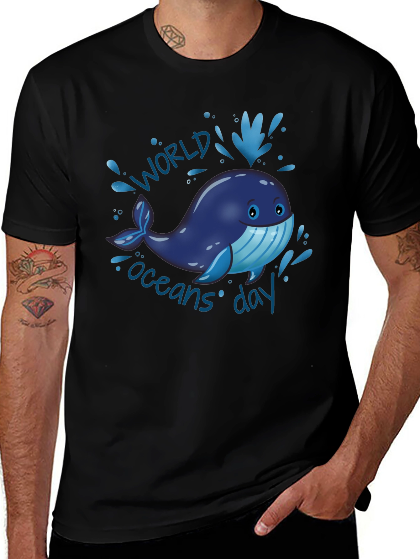World Oceans Day Cartoon Whale T-Shirt