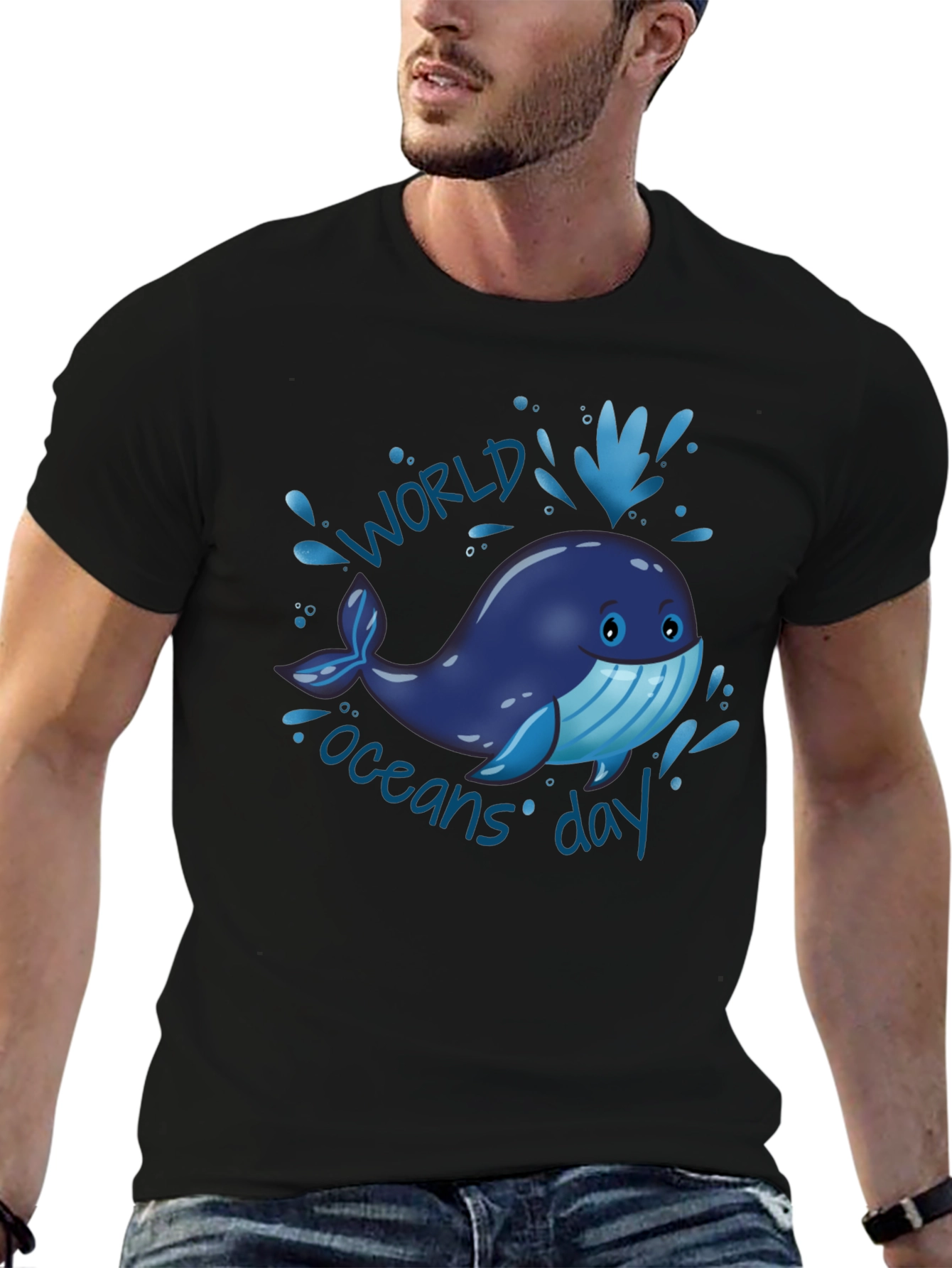 World Oceans Day Cartoon Whale T-Shirt