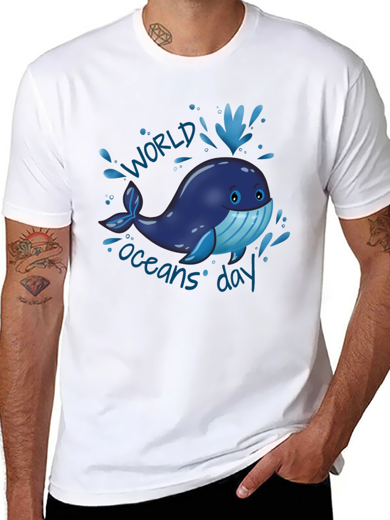 World Oceans Day Cartoon Whale T-Shirt