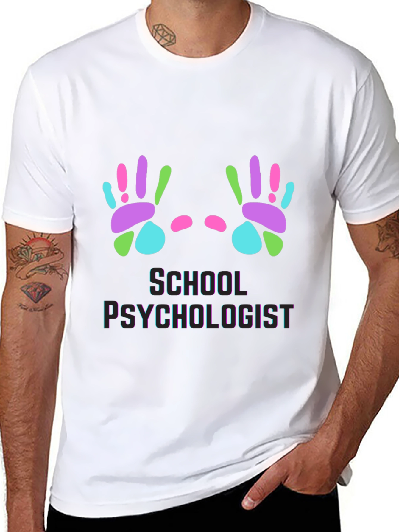 School Psychologist Handprint Graphic T-Shirt