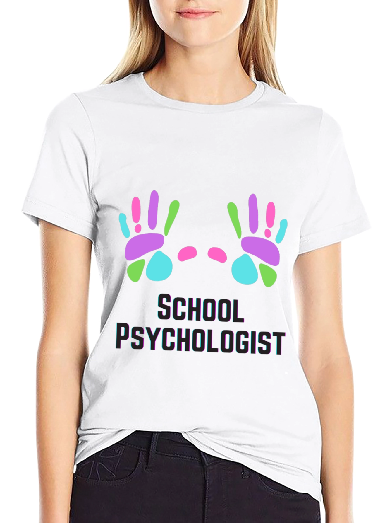 School Psychologist Handprint Graphic T-Shirt