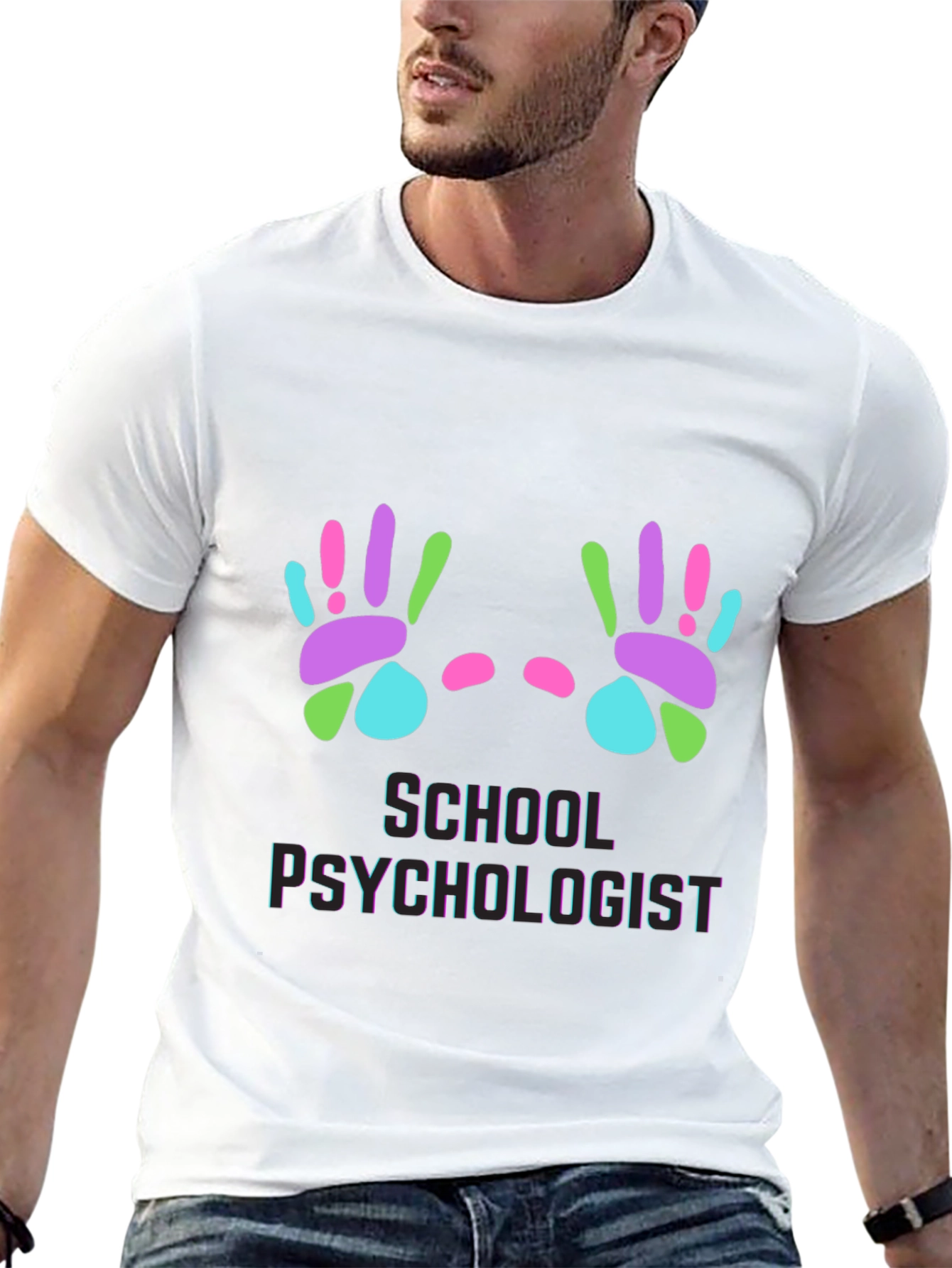 School Psychologist Handprint Graphic T-Shirt