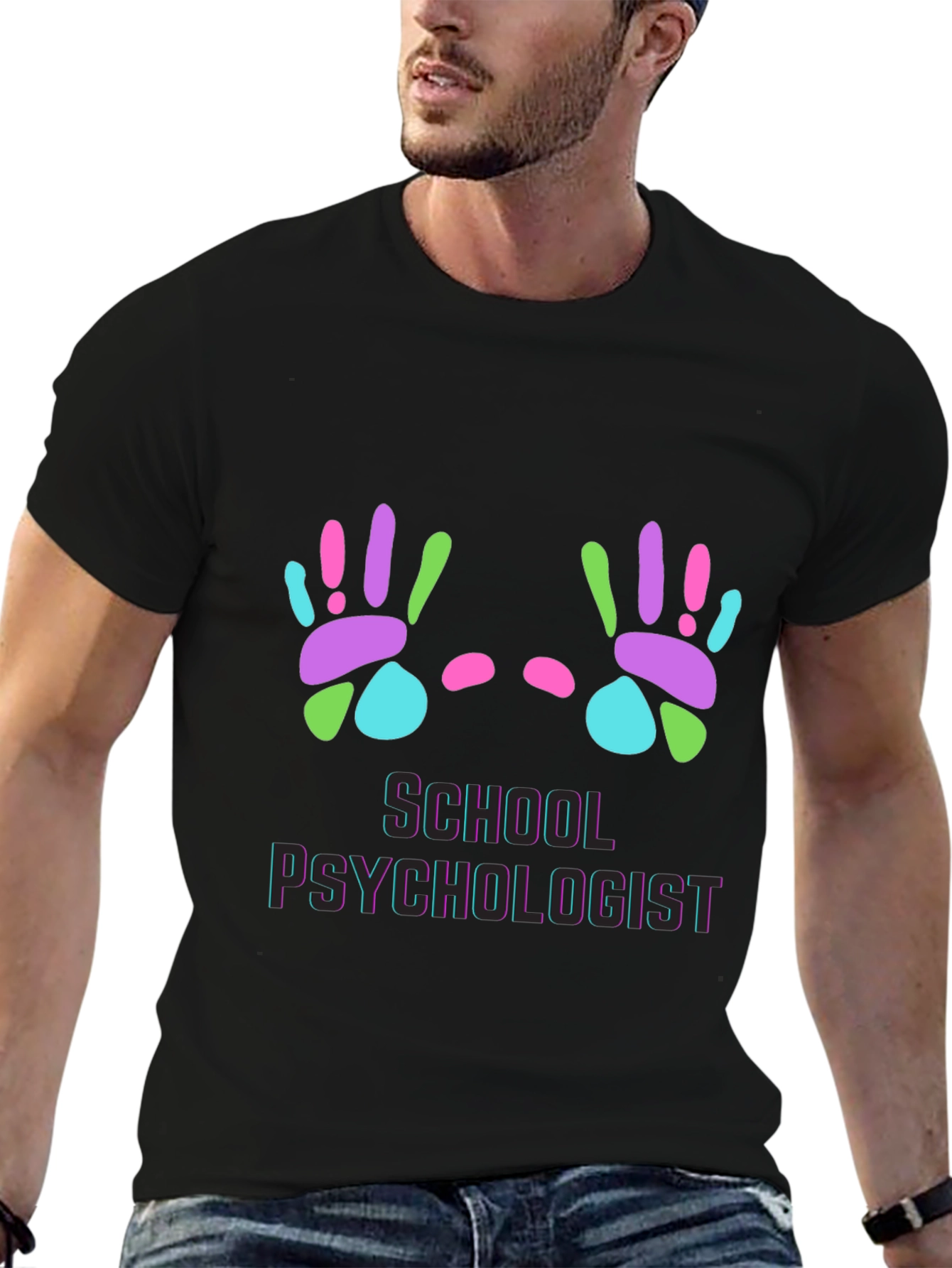 School Psychologist Handprint Graphic T-Shirt