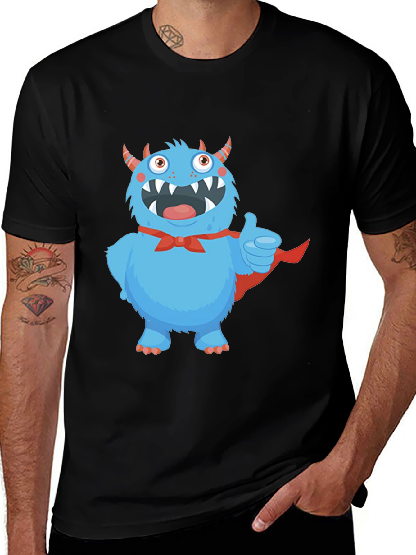 Monster Graphic T-Shirt - Black Cotton Tee