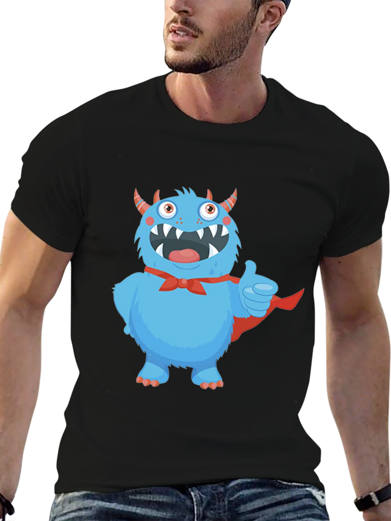 Monster Graphic T-Shirt - Black Cotton Tee