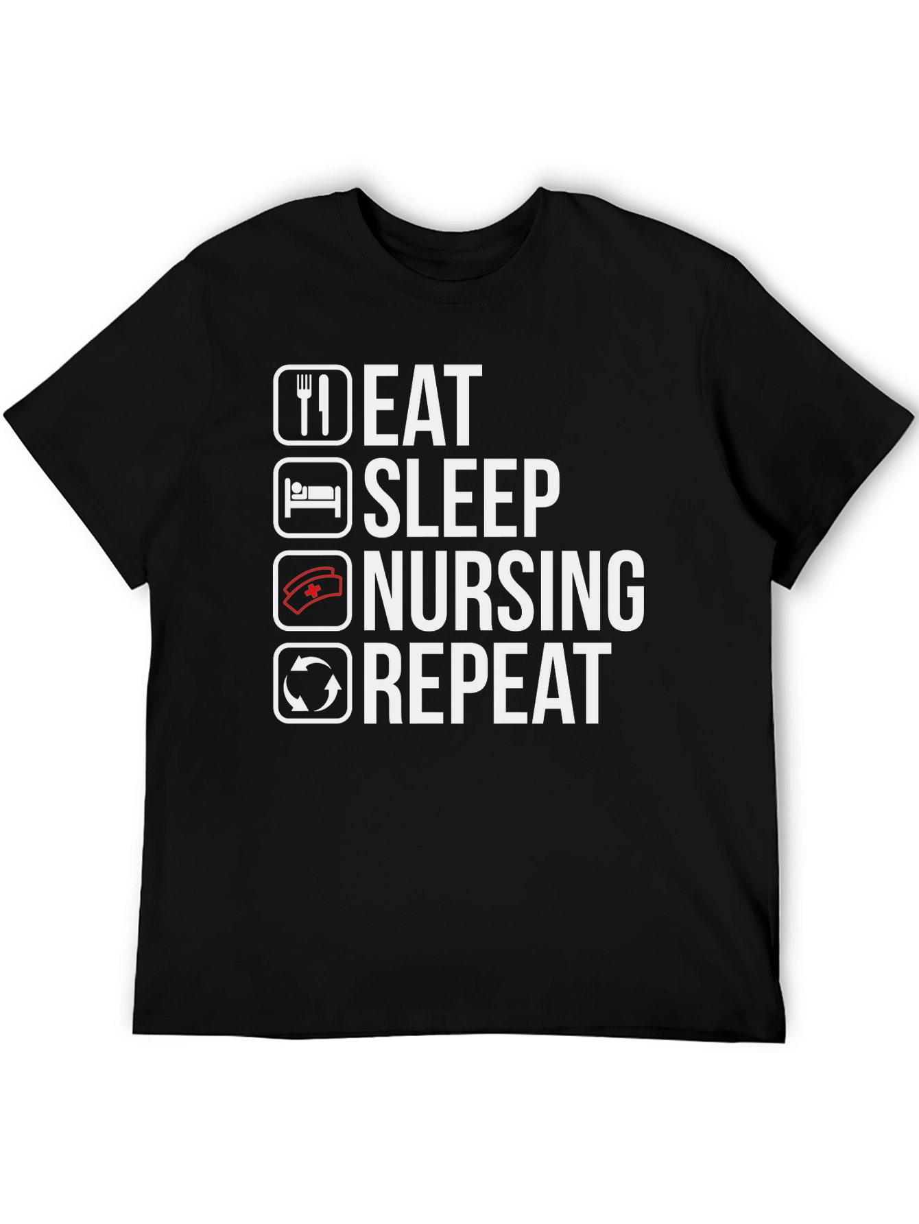 Eat Sleep Nursing Repeat Black T-Shirt