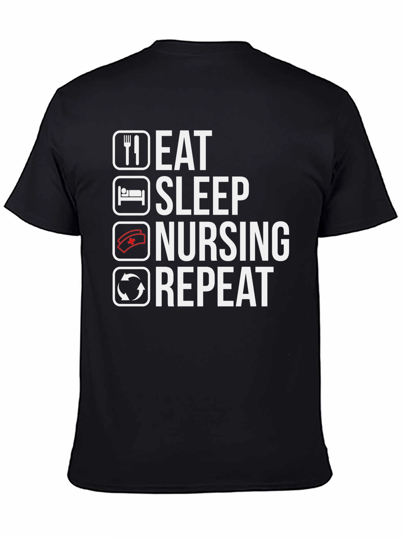 Eat Sleep Nursing Repeat Black T-Shirt