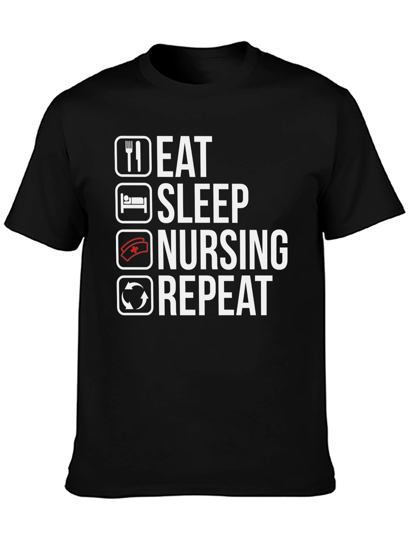 Eat Sleep Nursing Repeat Black T-Shirt