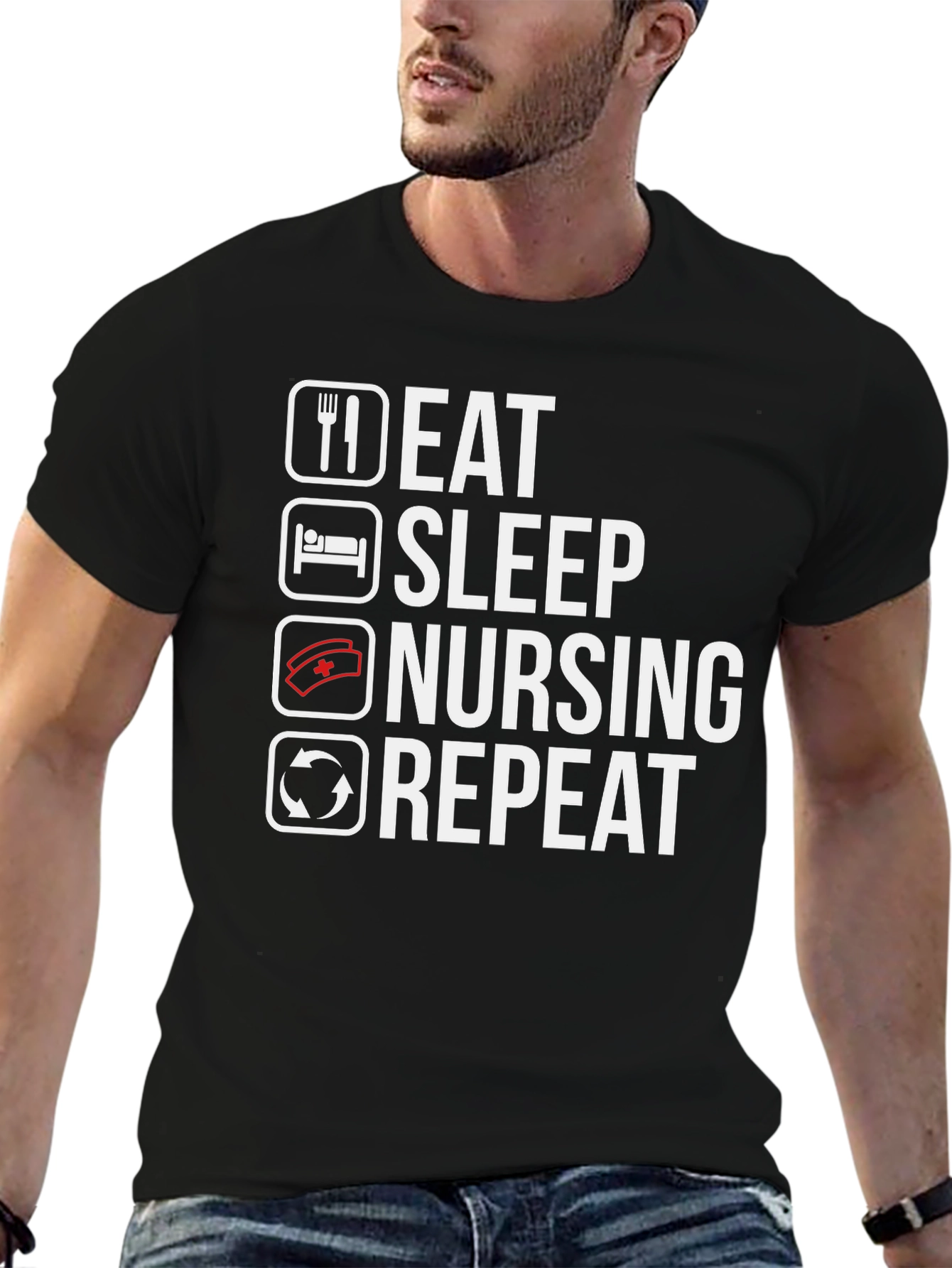 Eat Sleep Nursing Repeat Black T-Shirt