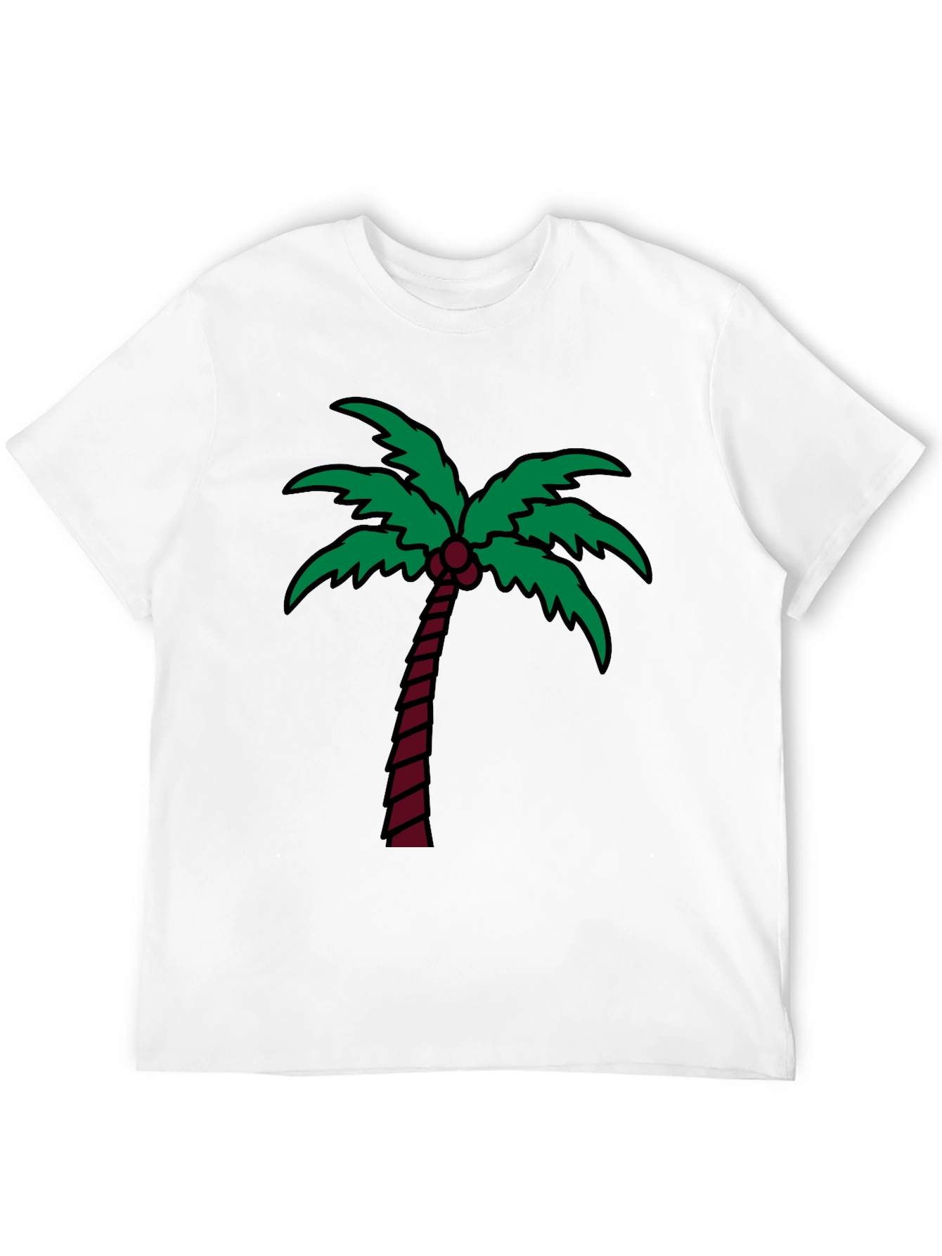 Palm Tree Graphic Tee - Black Cotton T-Shirt
