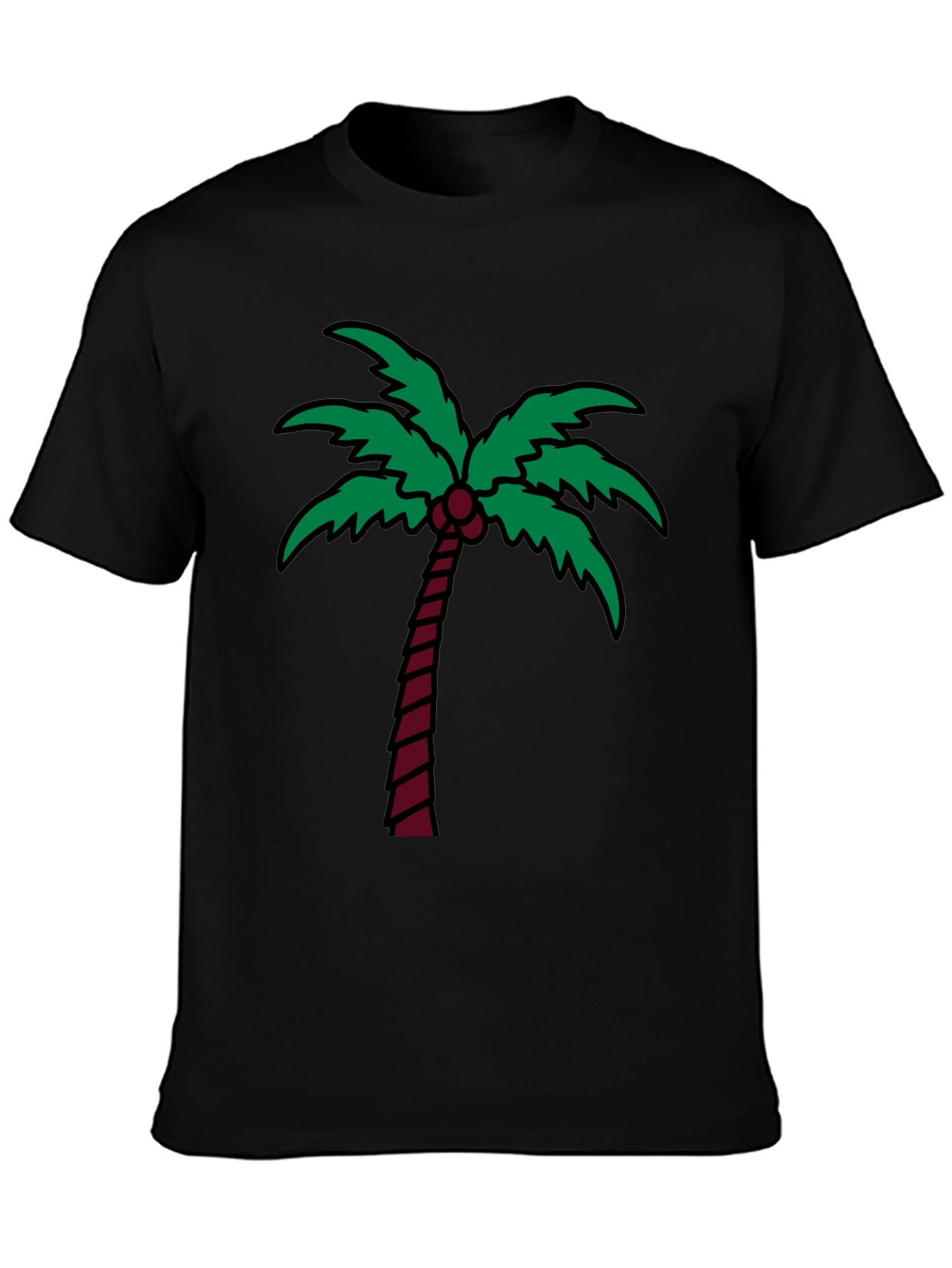 Palm Tree Graphic Tee - Black Cotton T-Shirt
