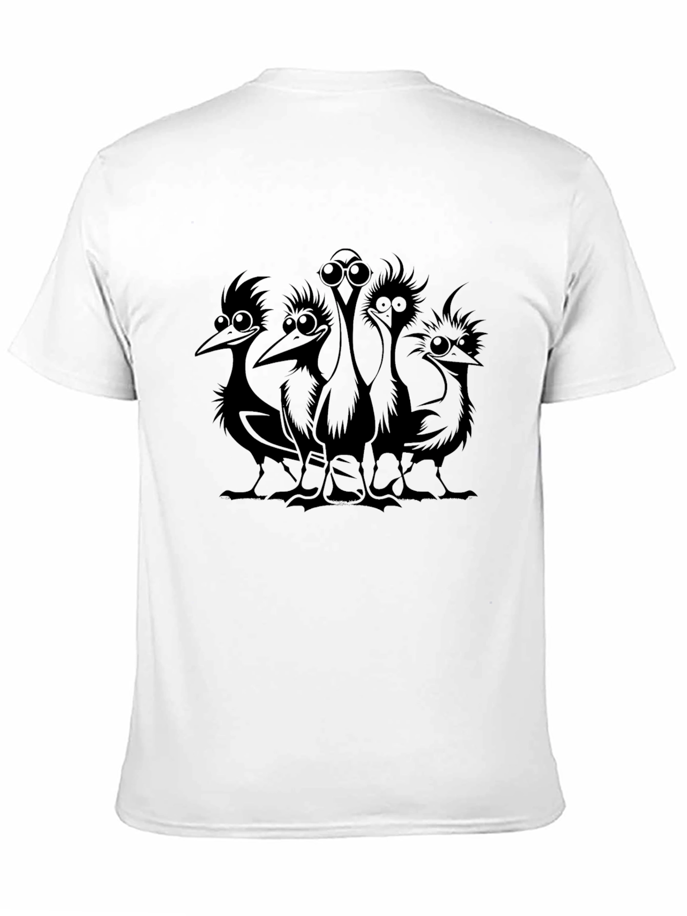 Cartoon Bird Gang Black T-Shirt