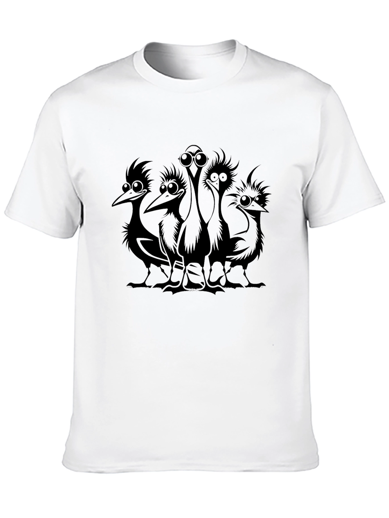 Cartoon Bird Gang Black T-Shirt