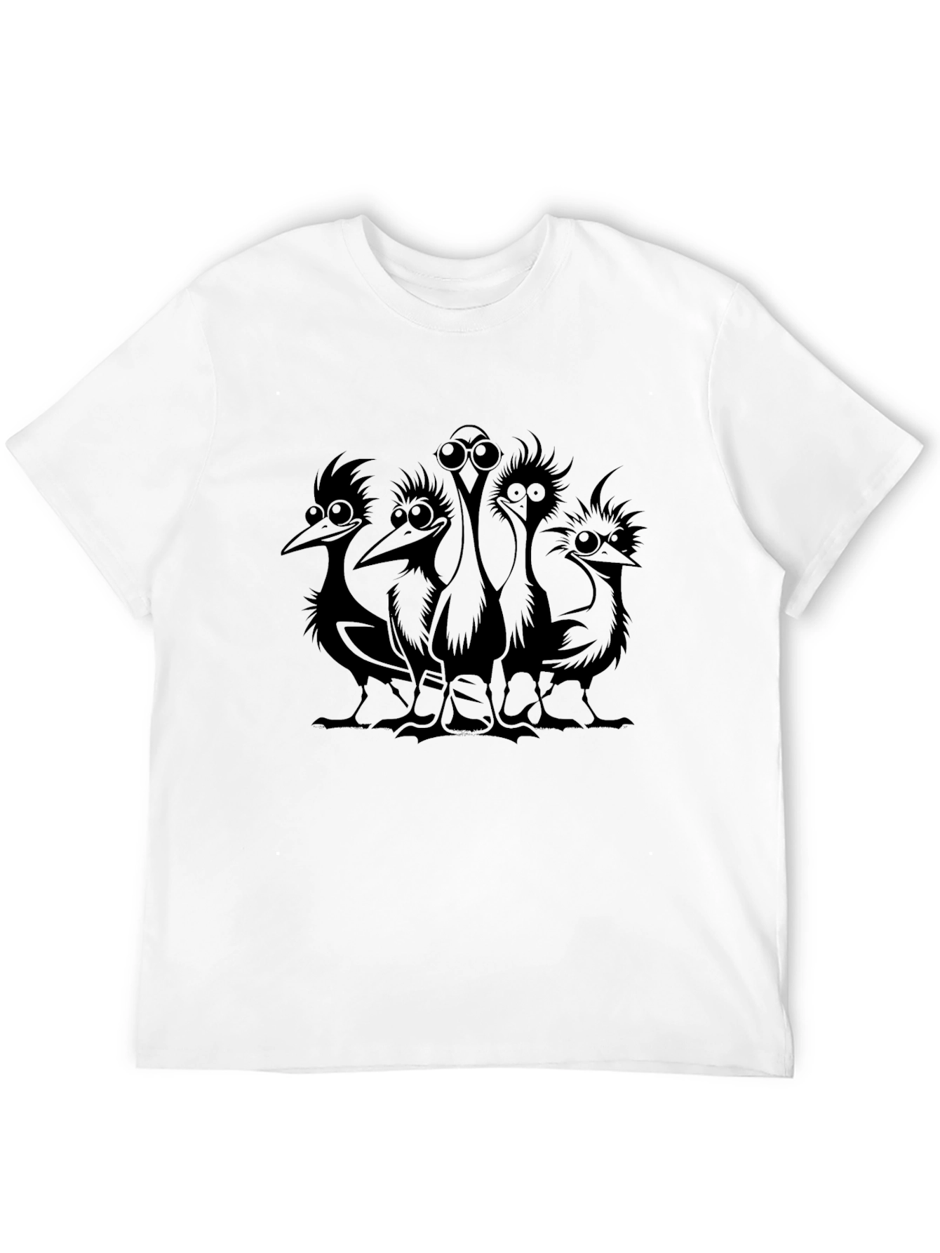 Cartoon Bird Gang Black T-Shirt