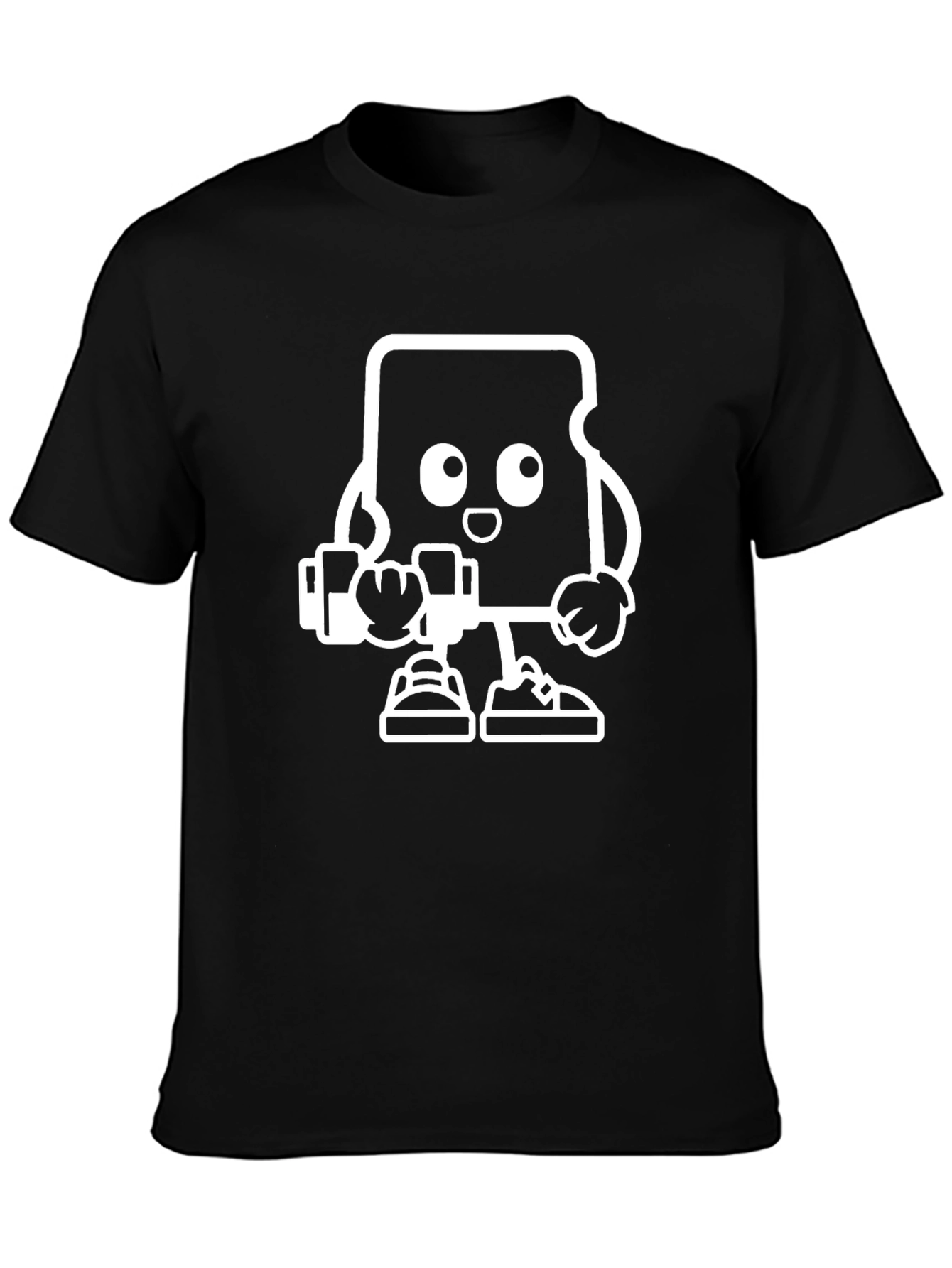 Black T-Shirt with Cartoon SD Card Design