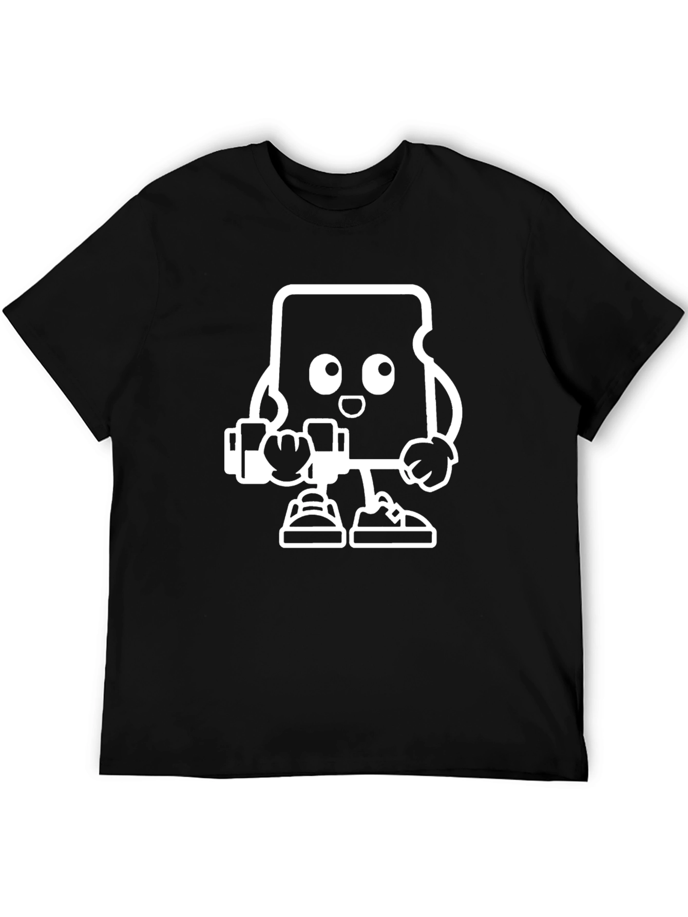 Black T-Shirt with Cartoon SD Card Design