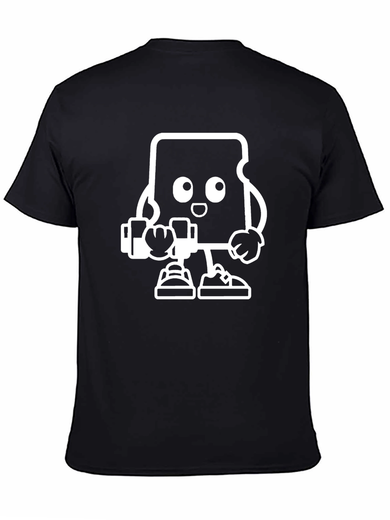 Black T-Shirt with Cartoon SD Card Design