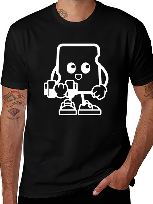 Black T-Shirt with Cartoon SD Card Design