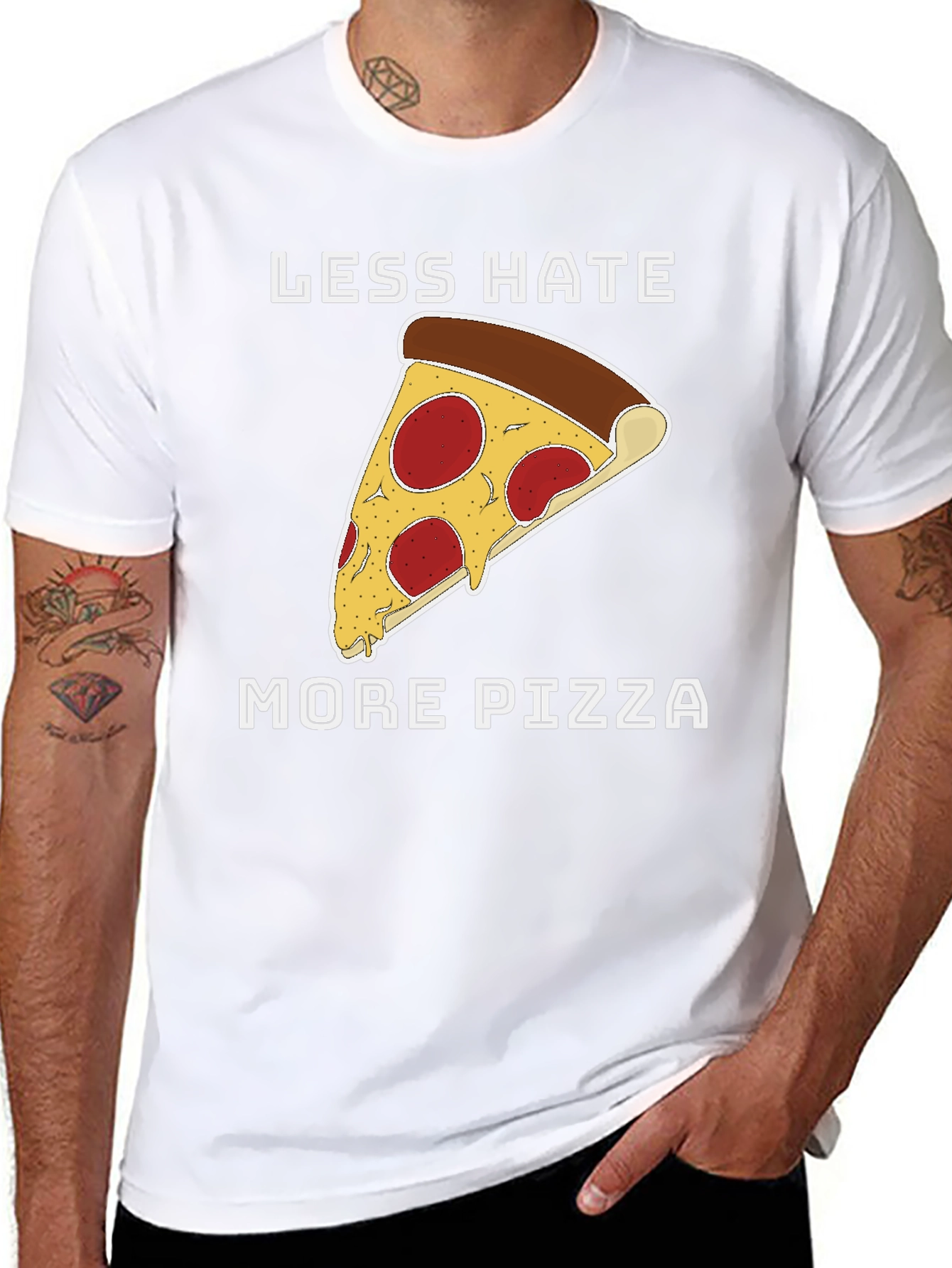 Less Hate More Pizza Graphic T-Shirt