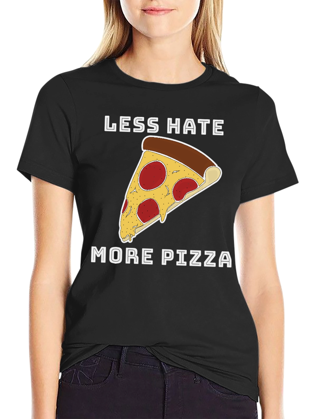 Less Hate More Pizza Graphic T-Shirt