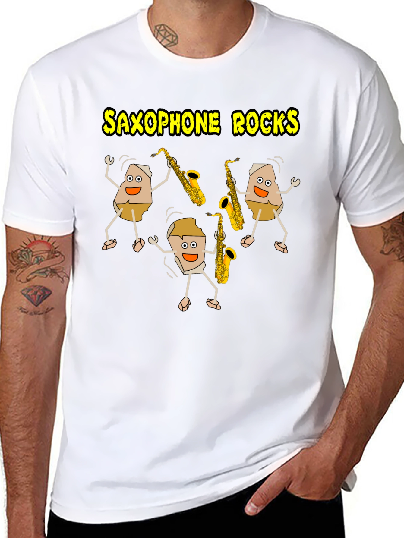 Saxophone Rocks T-Shirt - Music Lover Tee