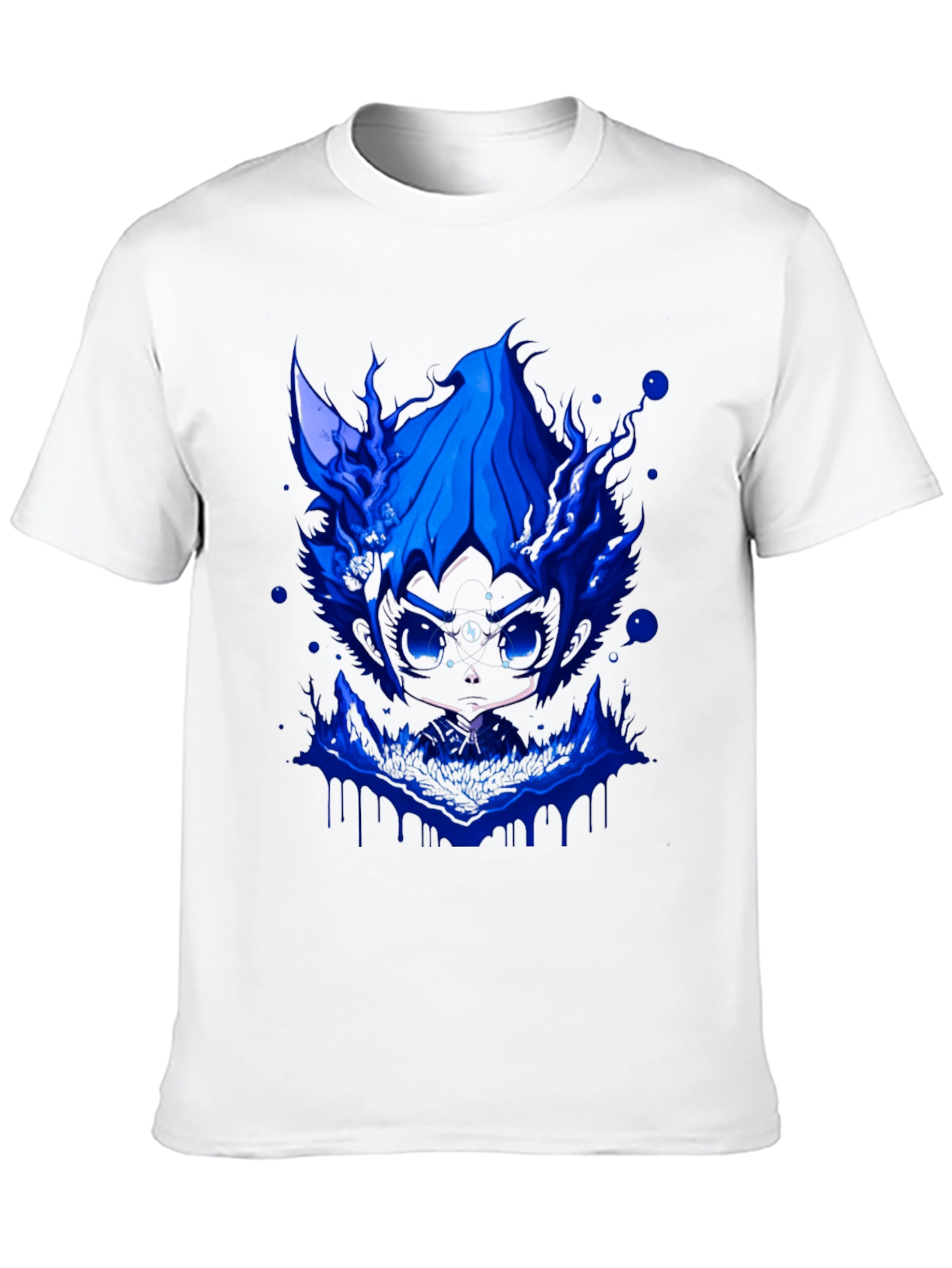 Mens Black T-Shirt with Blue Graphic Design