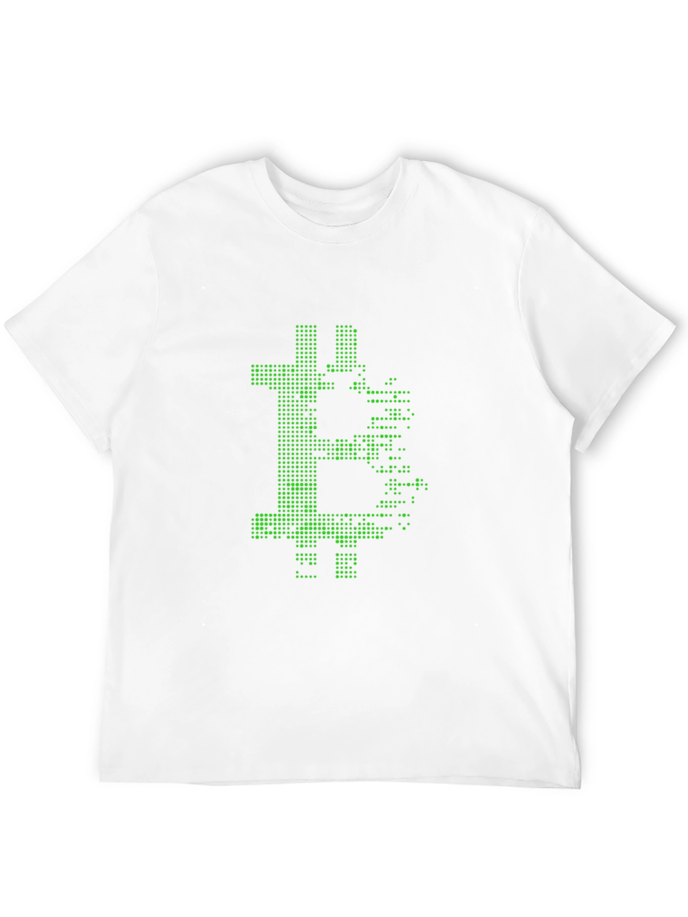 Bitcoin Pixelated Green Graphic Black T-Shirt
