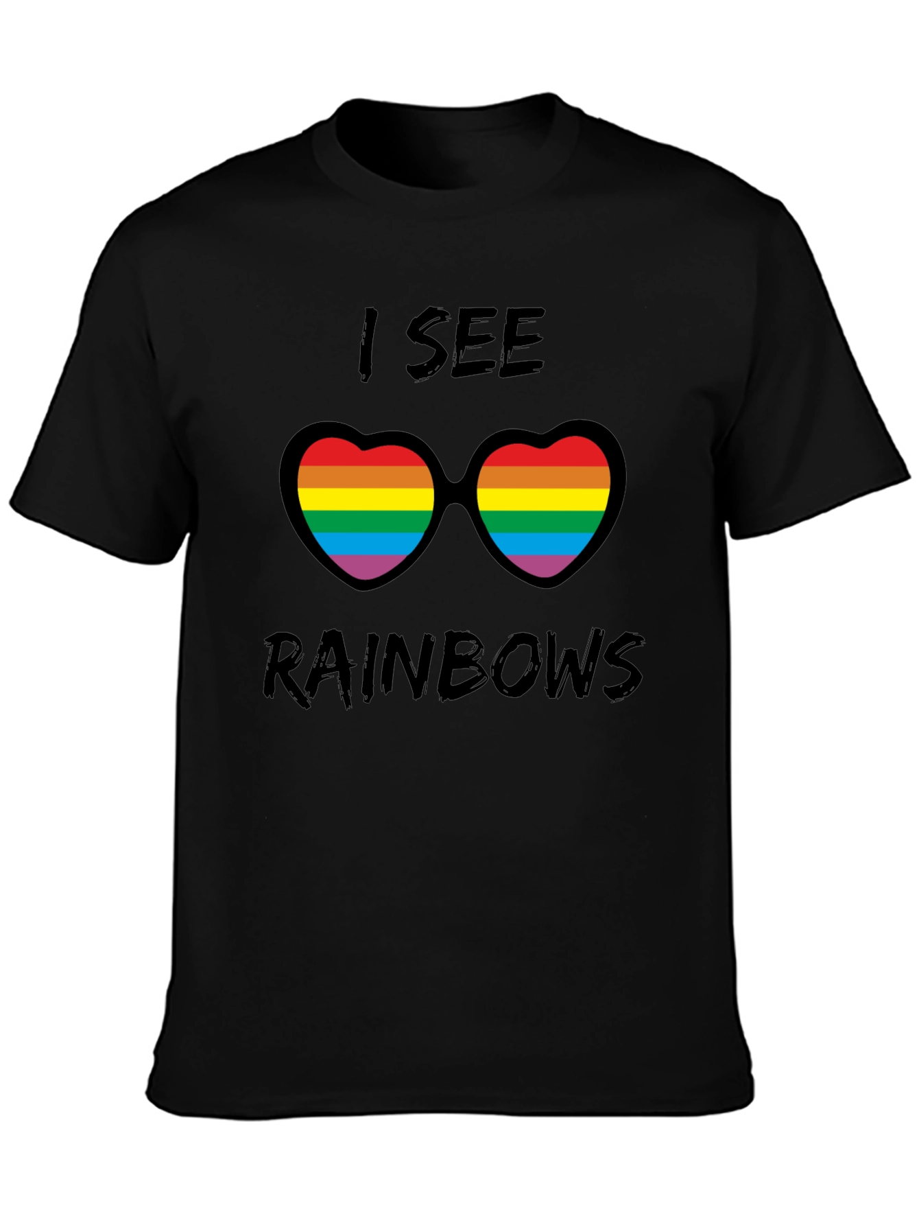 Rainbow Heart Sunglasses Graphic Tee