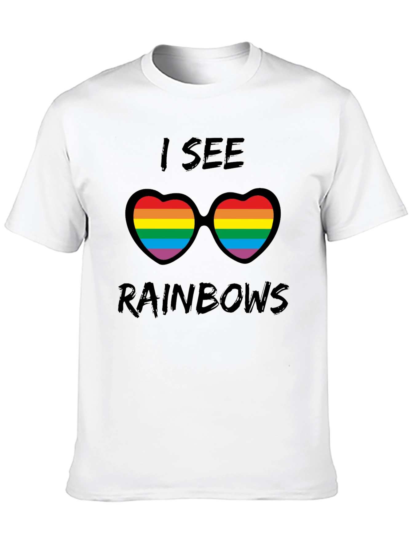 Rainbow Heart Sunglasses Graphic Tee