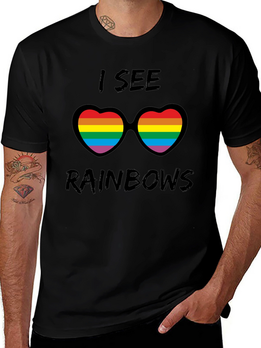 Rainbow Heart Sunglasses Graphic Tee