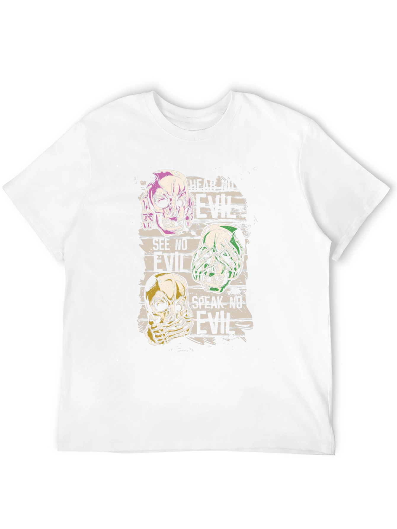 Hear See Speak No Evil Skull Graphic T-Shirt