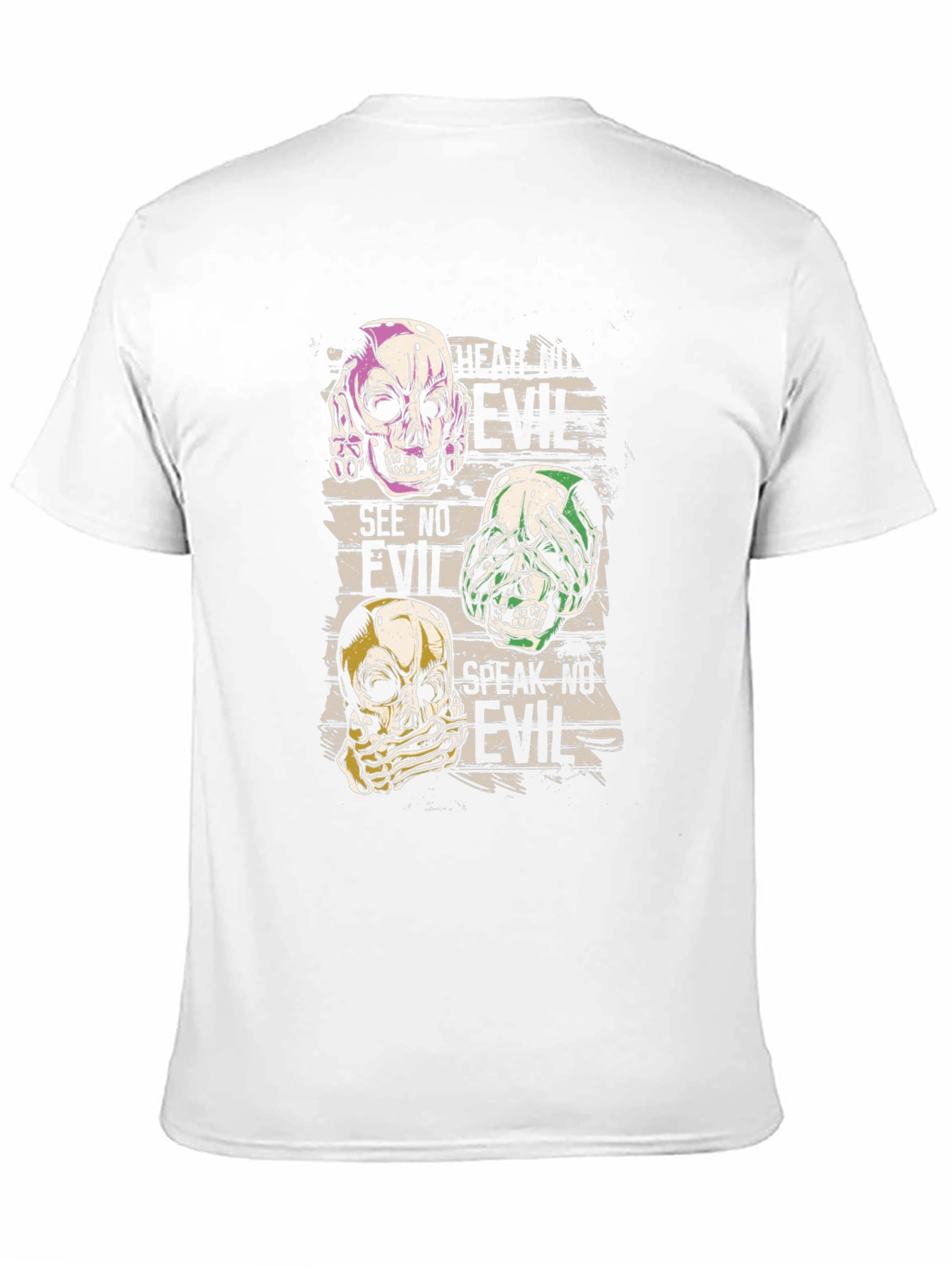 Hear See Speak No Evil Skull Graphic T-Shirt