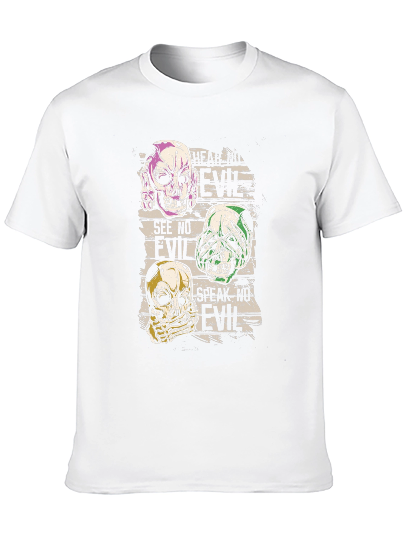 Hear See Speak No Evil Skull Graphic T-Shirt