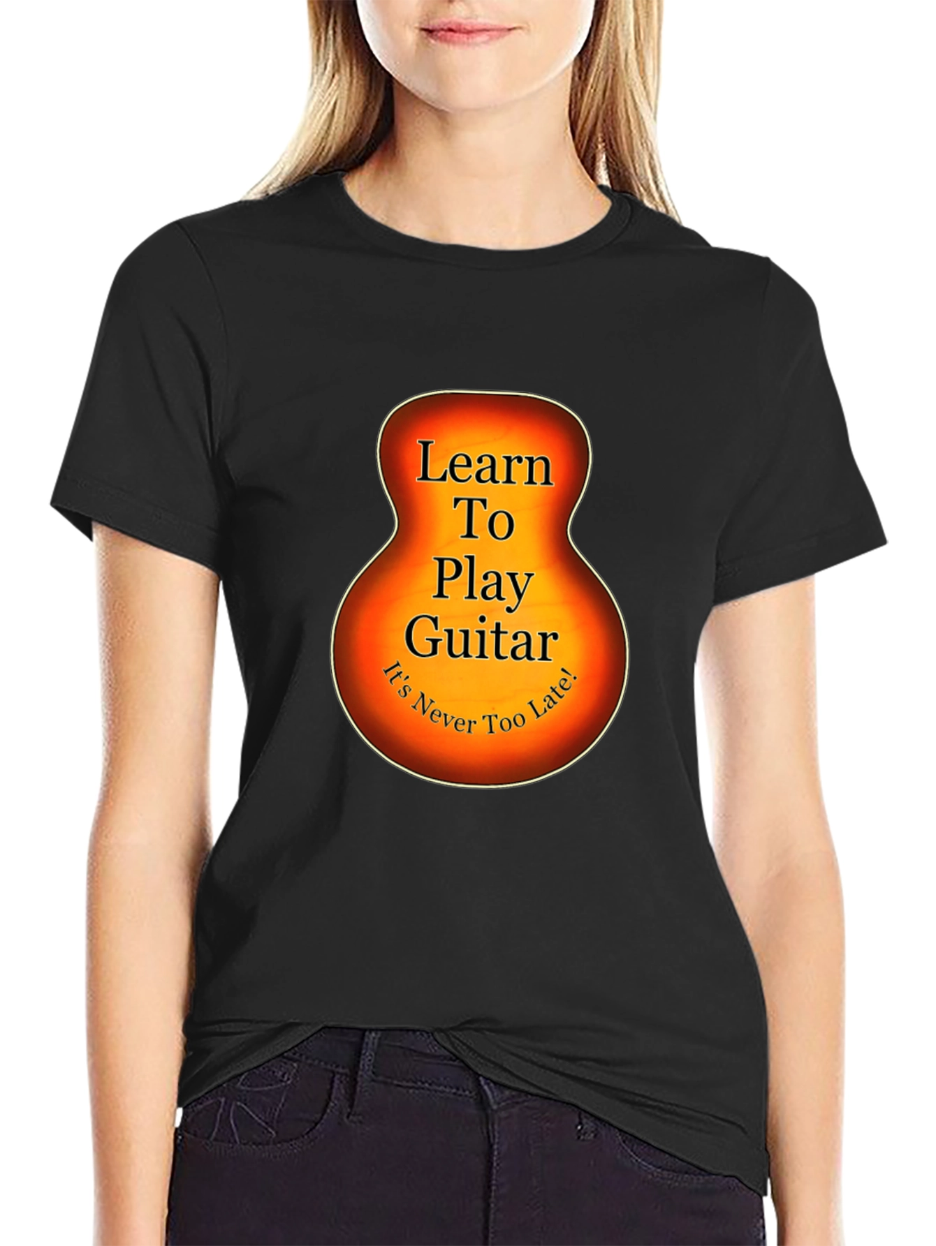Learn Guitar Tee - Guitar Silhouette Graphic T-Shirt