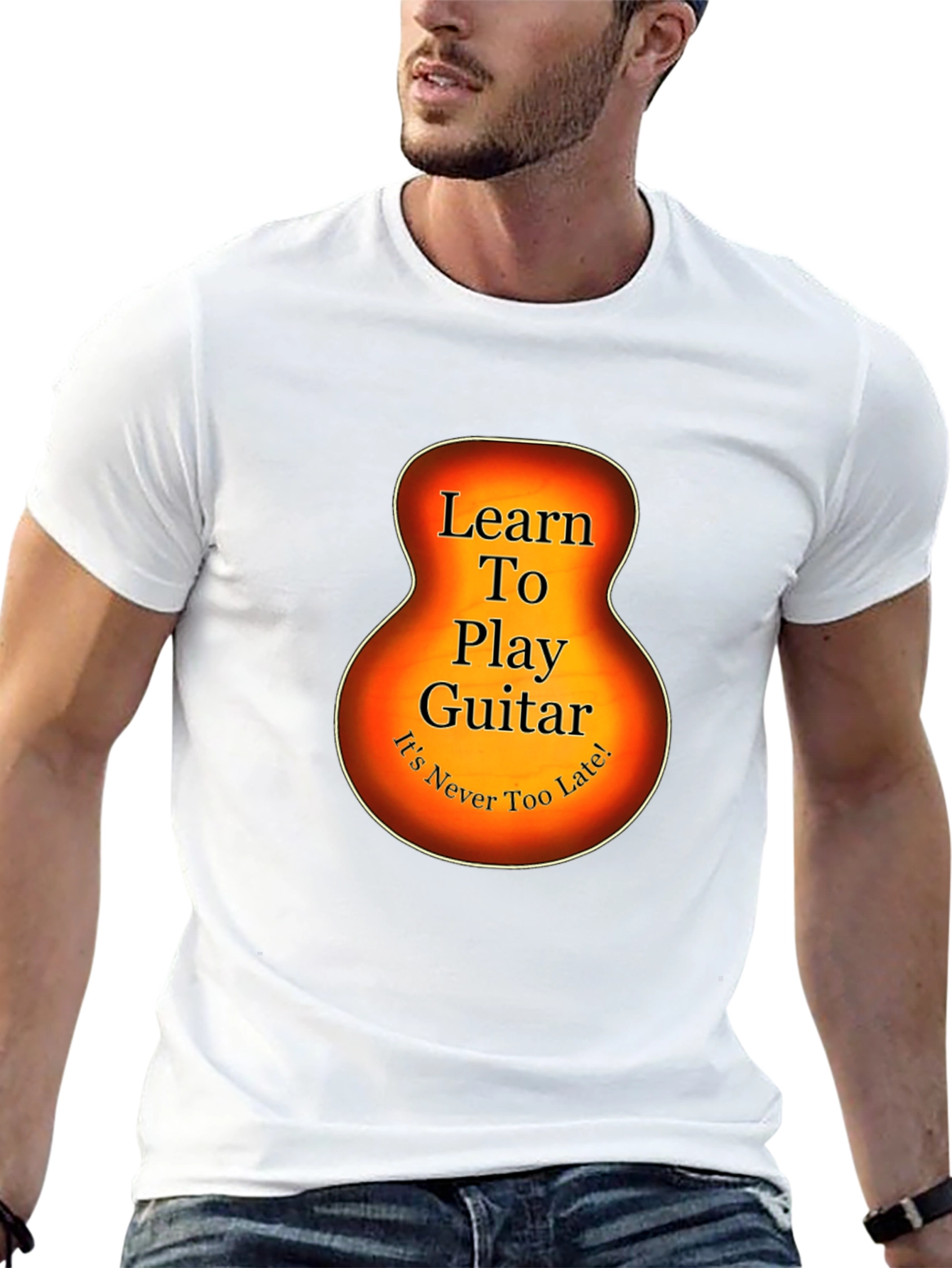 Learn Guitar Tee - Guitar Silhouette Graphic T-Shirt