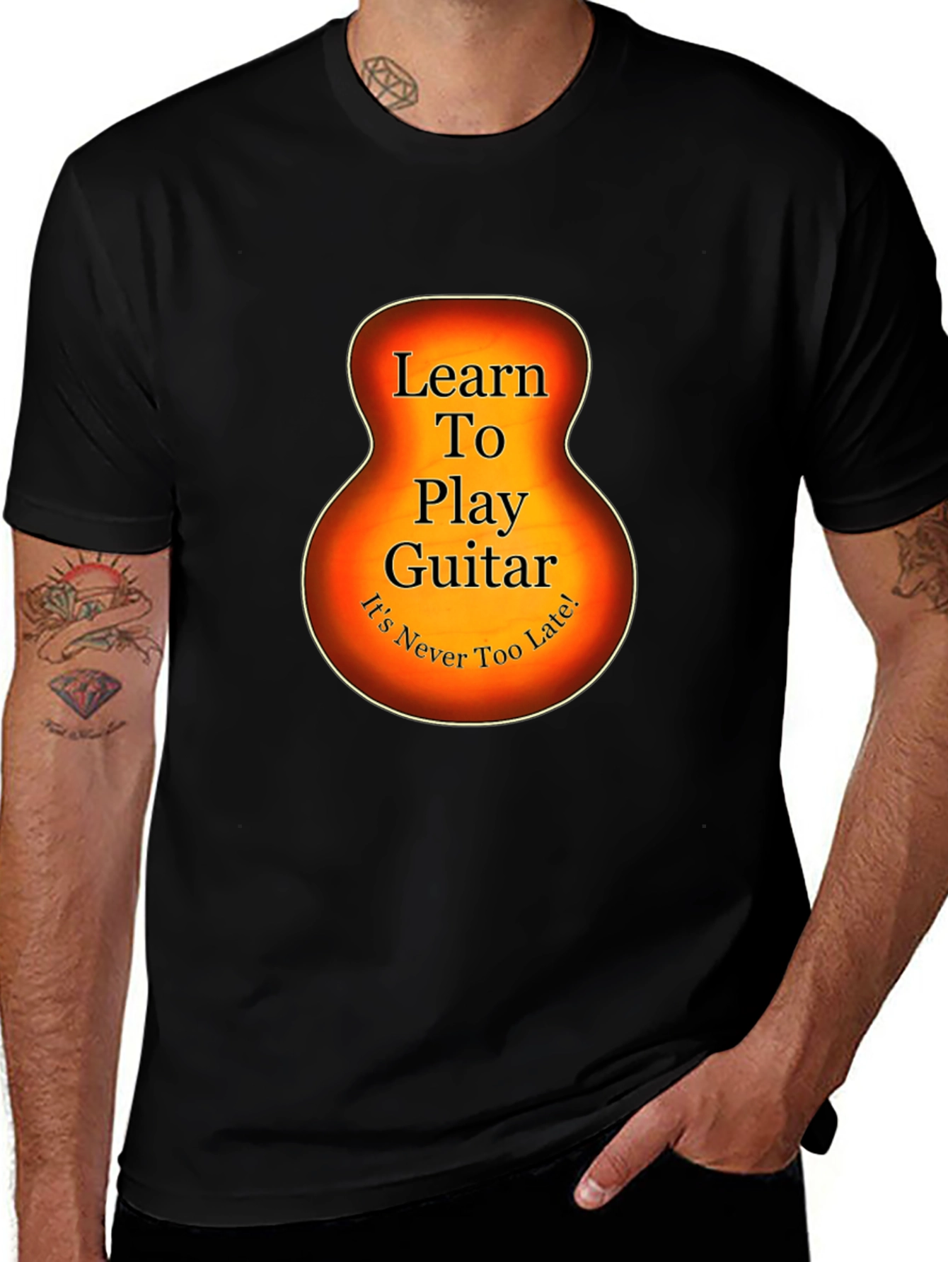 Learn Guitar Tee - Guitar Silhouette Graphic T-Shirt
