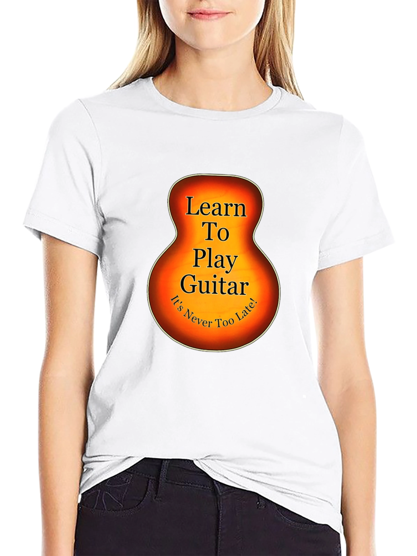 Learn Guitar Tee - Guitar Silhouette Graphic T-Shirt