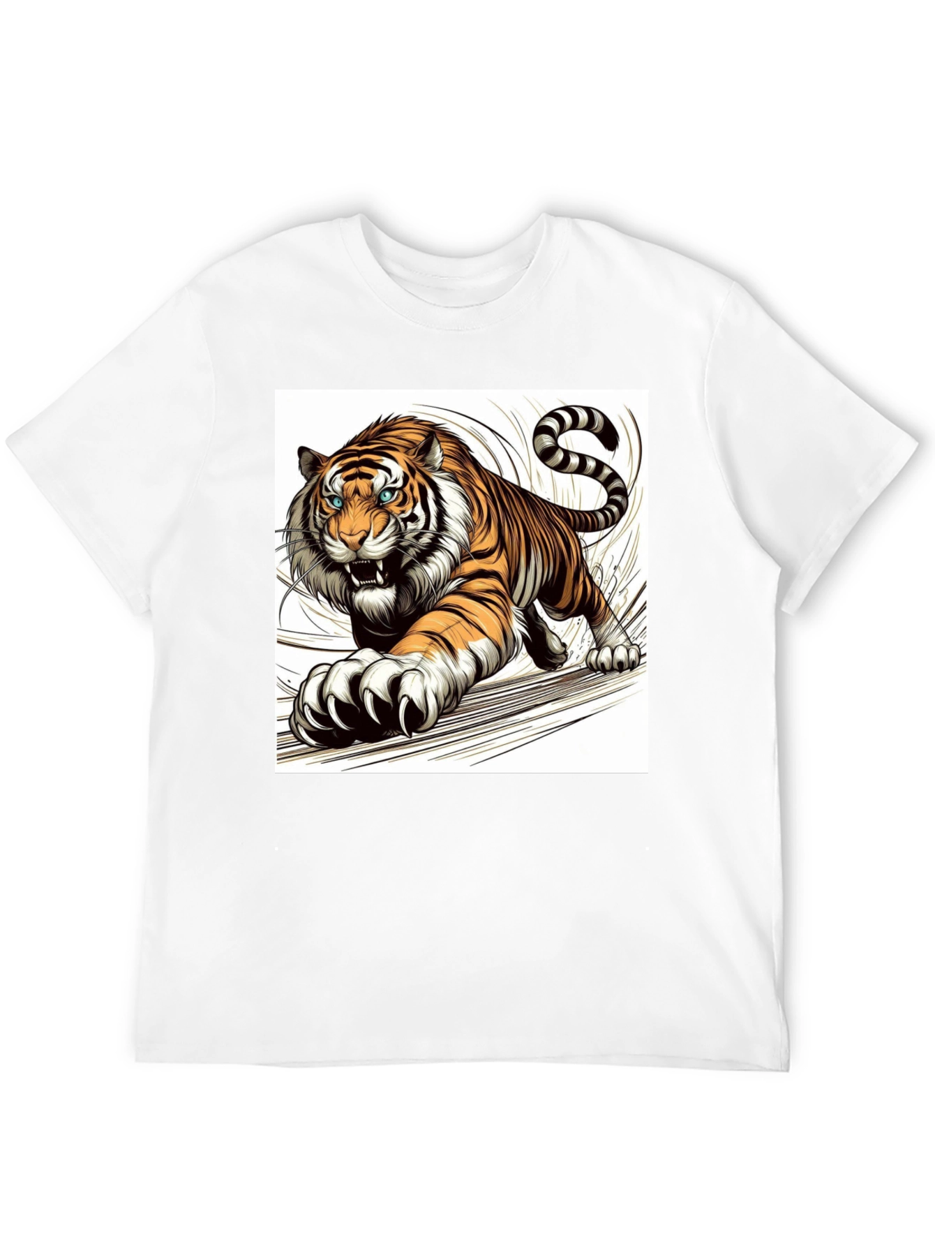 Roaring Tiger Graphic Print Black T-Shirt