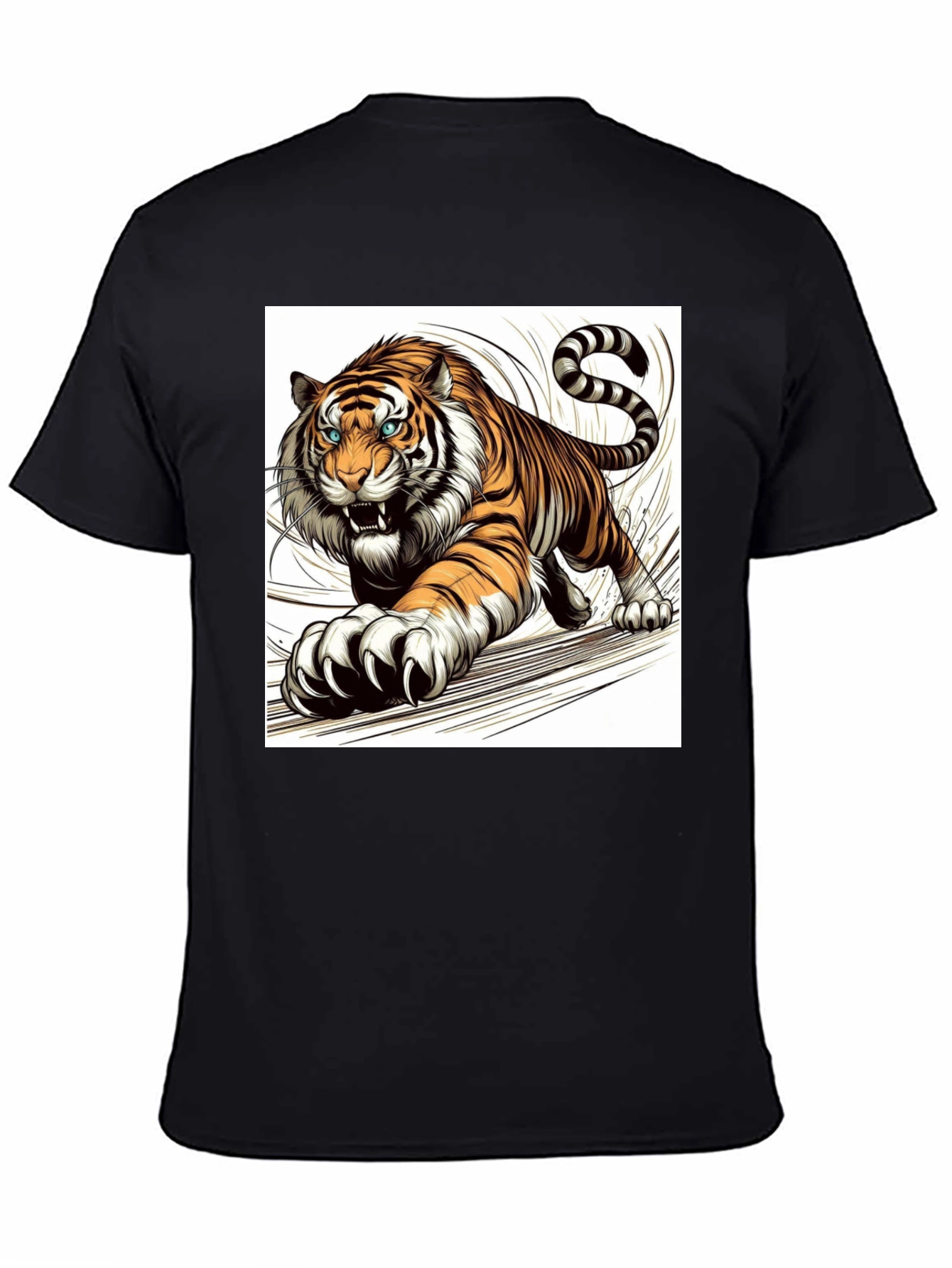 Roaring Tiger Graphic Print Black T-Shirt
