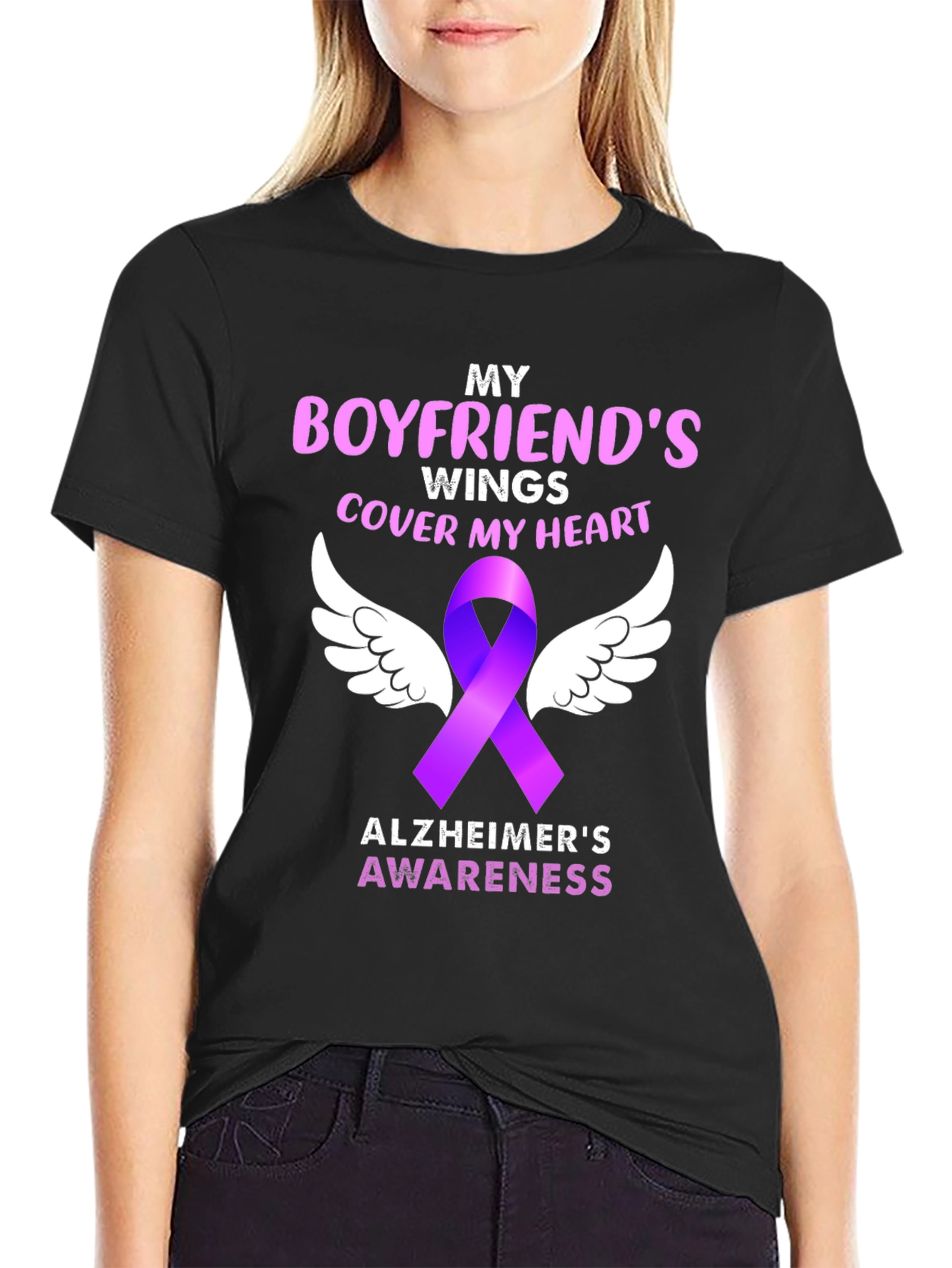 Boyfriends Wings Alzheimers Awareness T-Shirt